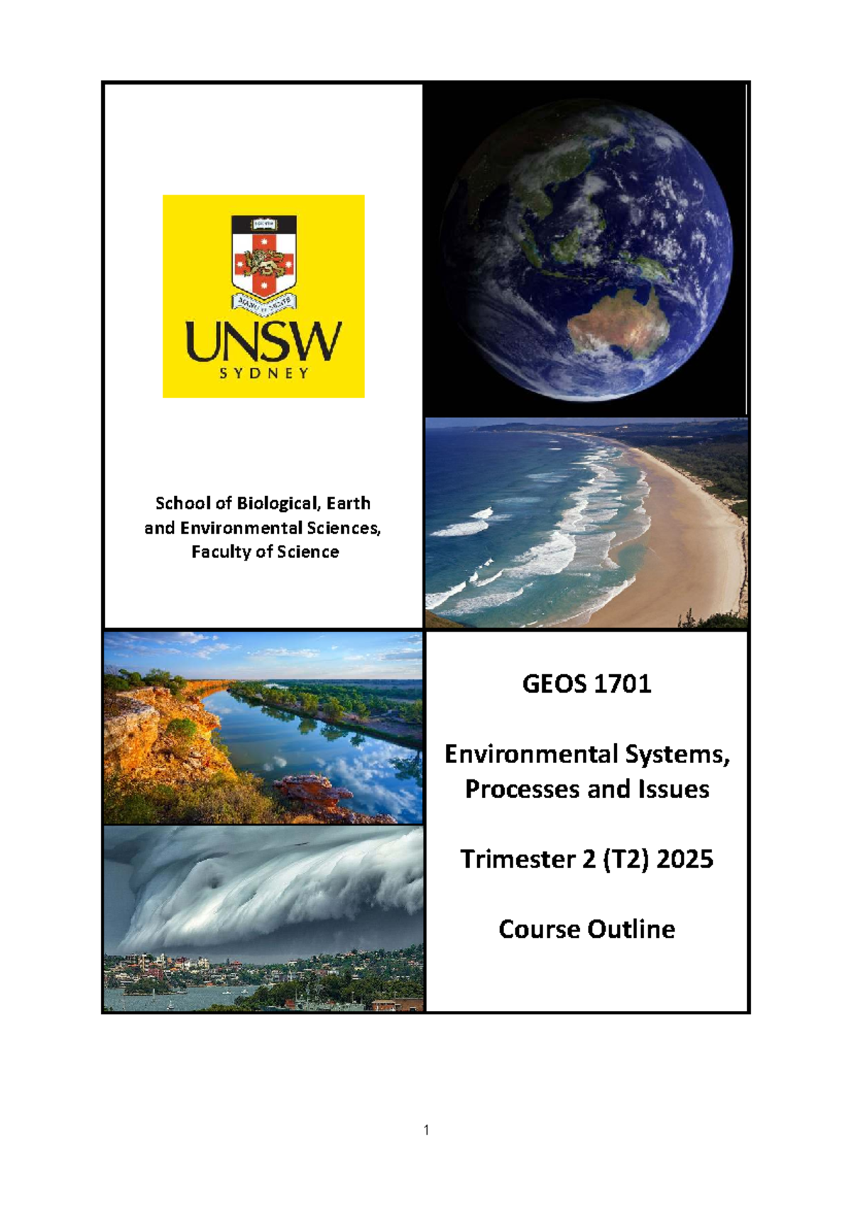 GEOS 1701 T2 2025 Course Outline: Environmental Systems & Issues - Studocu