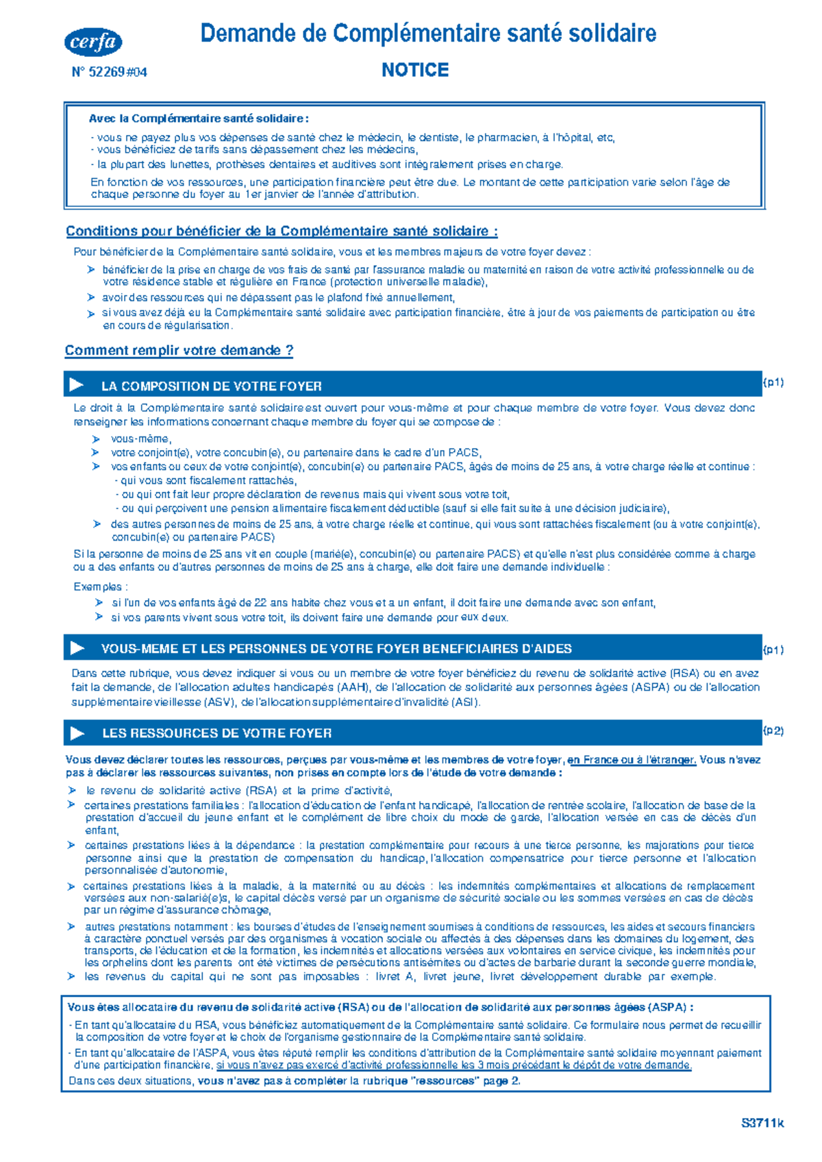 Cerfa 12504-10 - Avec la Complémentaire santé solidaire : Conditions ...