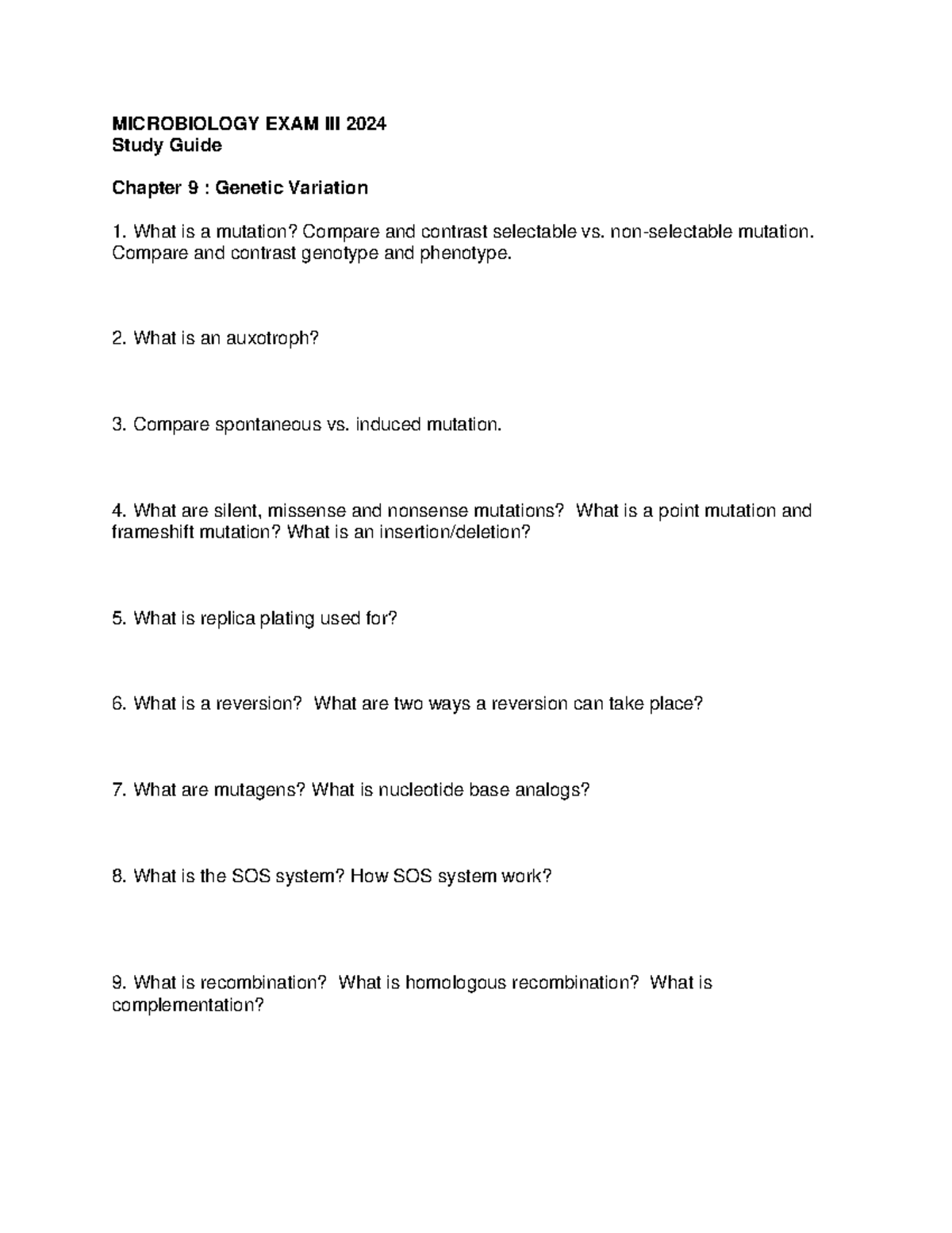 Microbiology Exam III Study Guide (BIOL 202) - Spring 2024 - Studocu