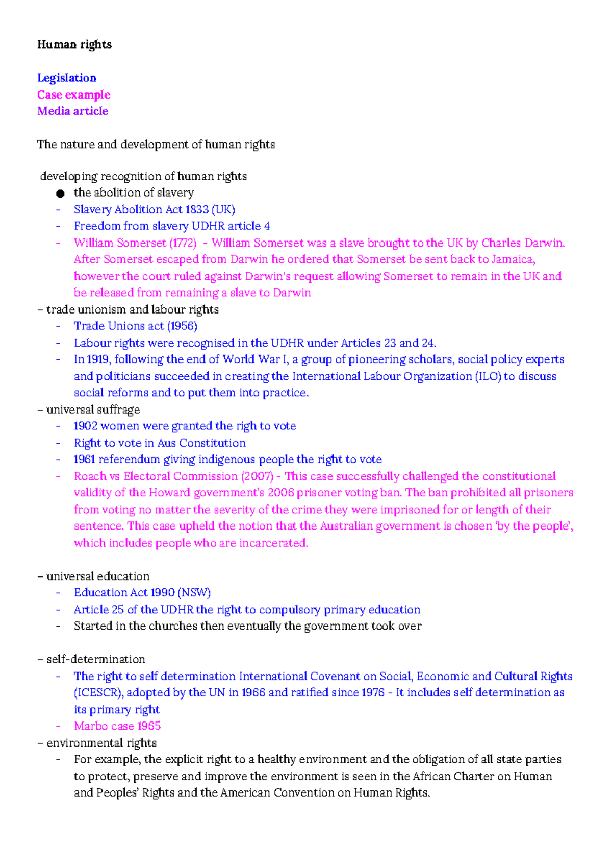 Human Rights Legislation Case Studies: HSC Legal Studies Insights - Studocu