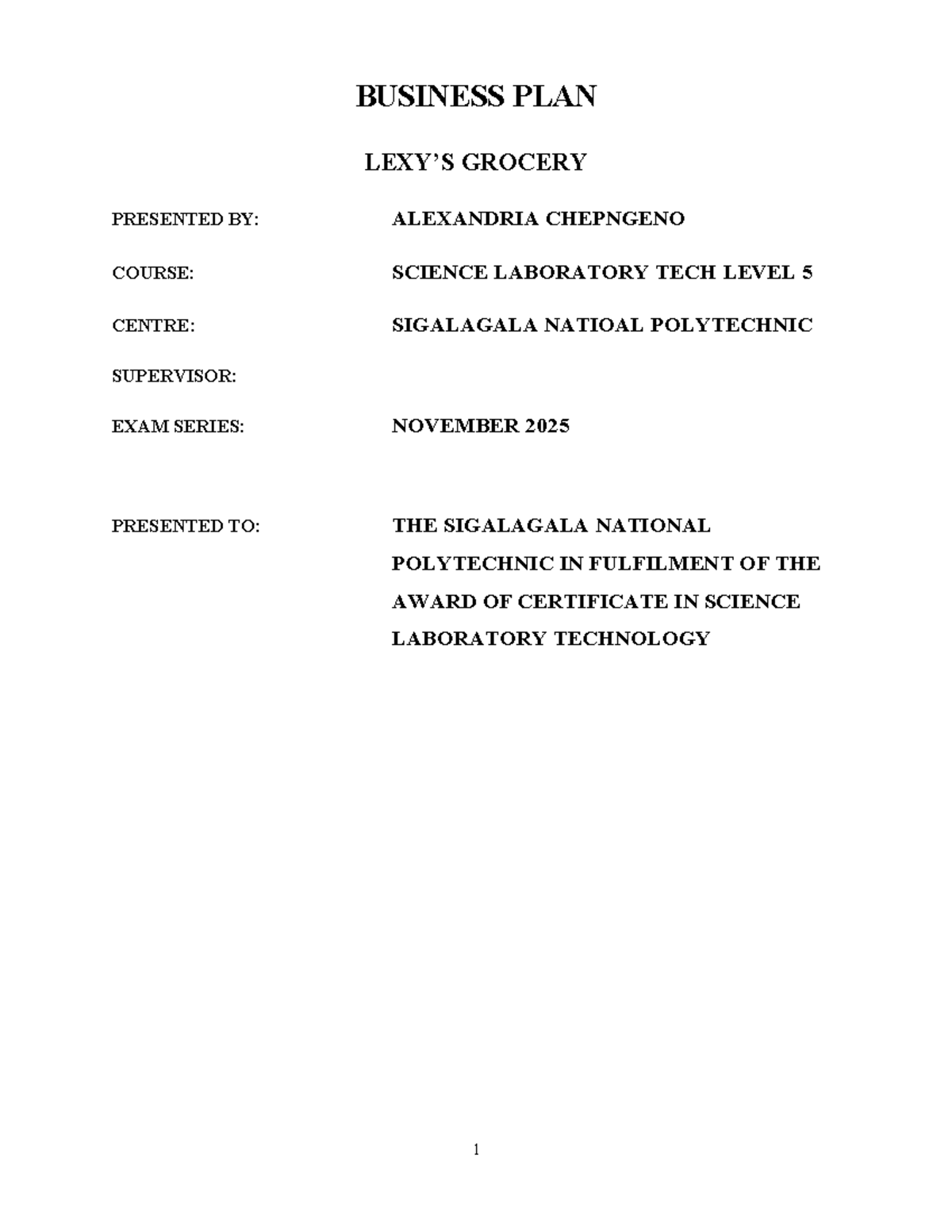 Business Plan for Grocery: A Comprehensive Guide (Course: Science ...