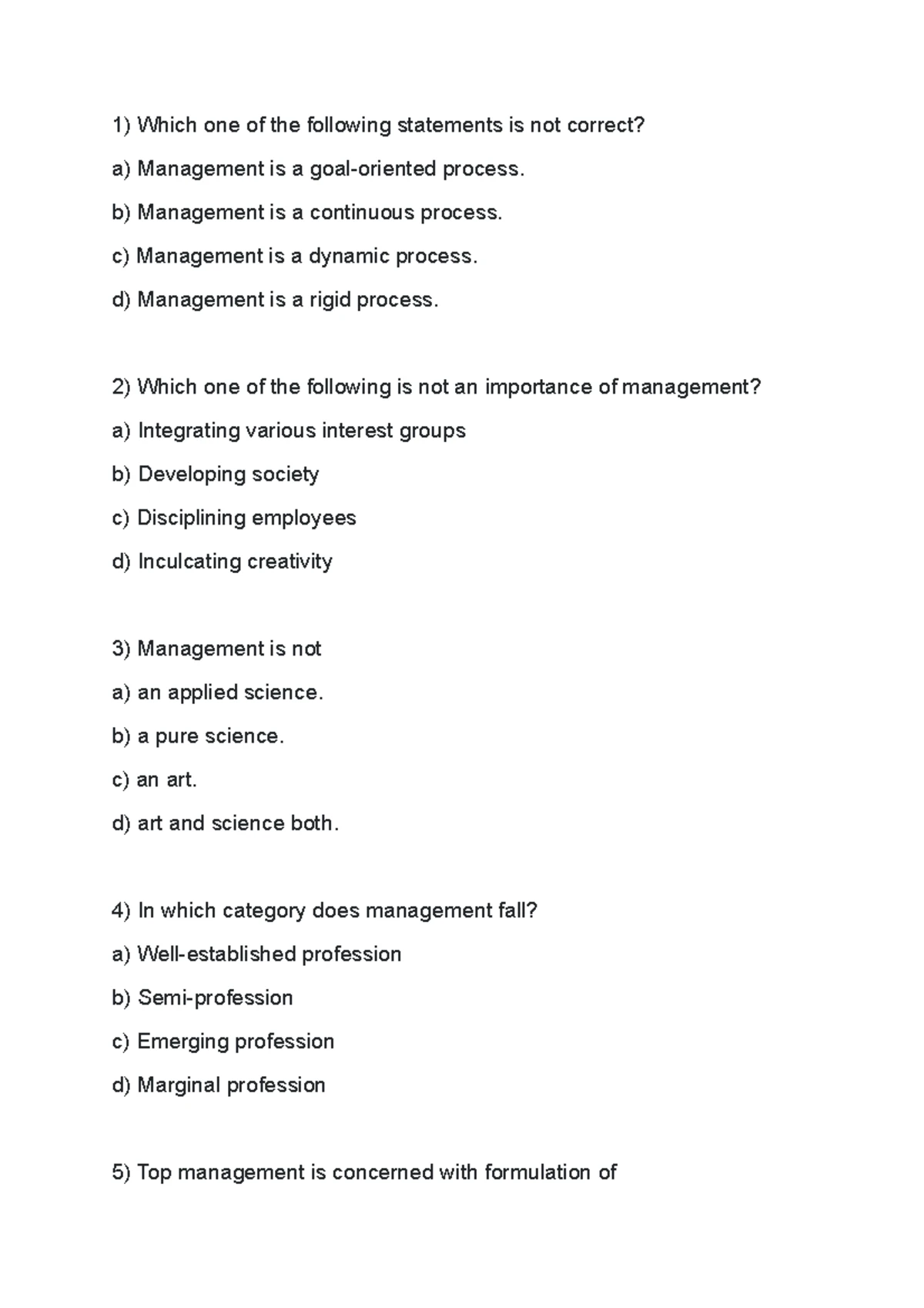 MCQ Principles of managements - 1. Non-programmed decision is also ...