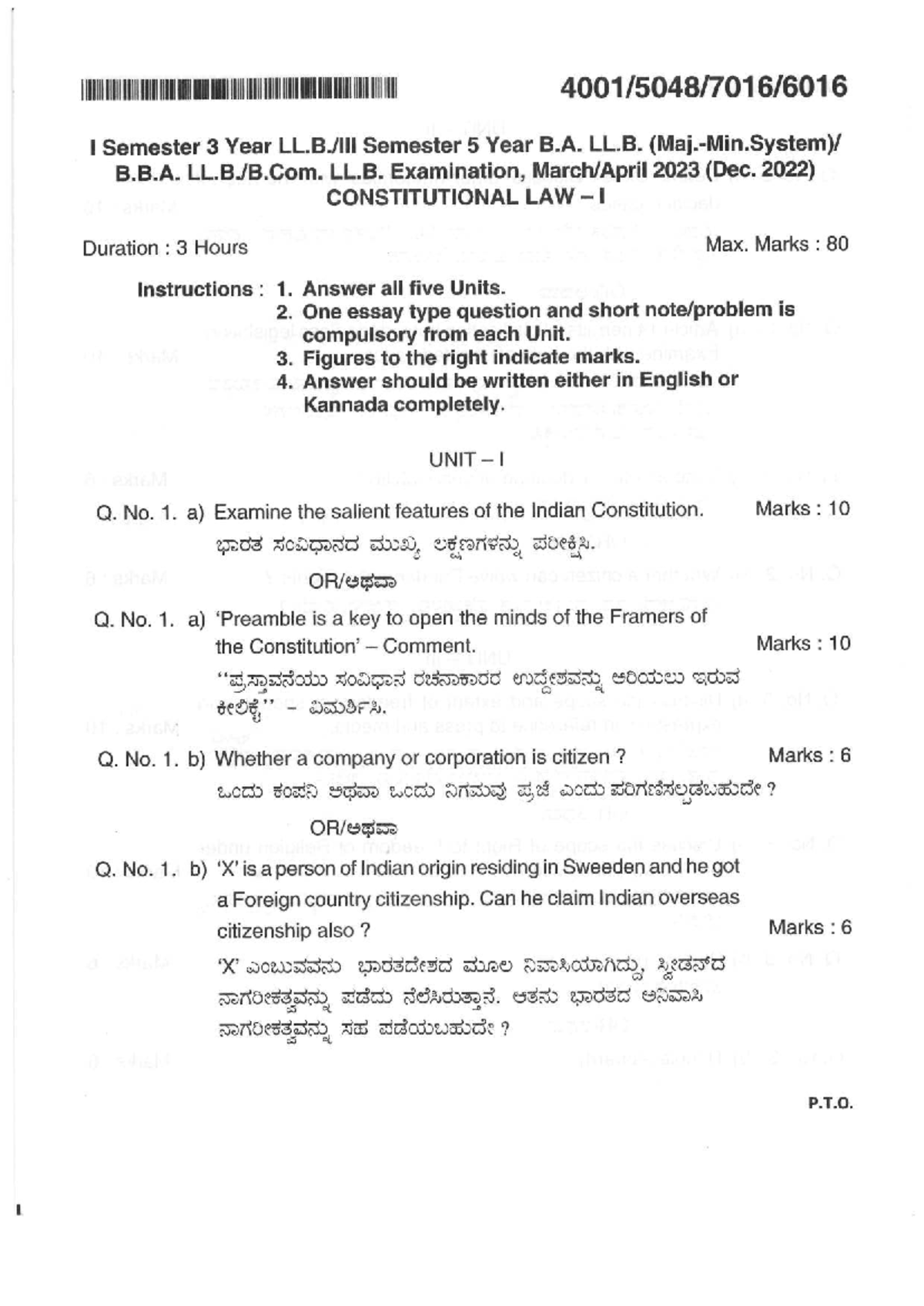 Constitutional Law I Exam Notes - B.A. LL.B. 2023 (Dec. 2022) - Studocu