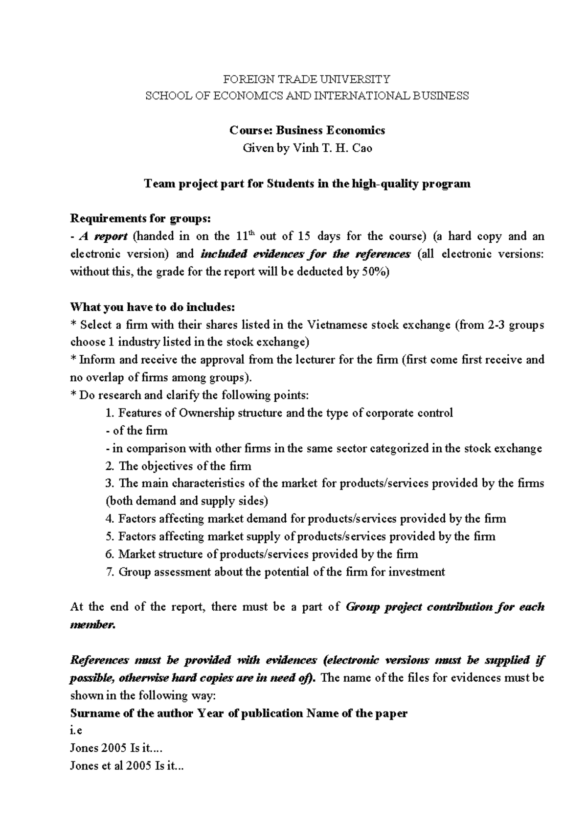 Team Project Report: Business Economics (Biz Econ 2025-2026 HK2 GD1 ...