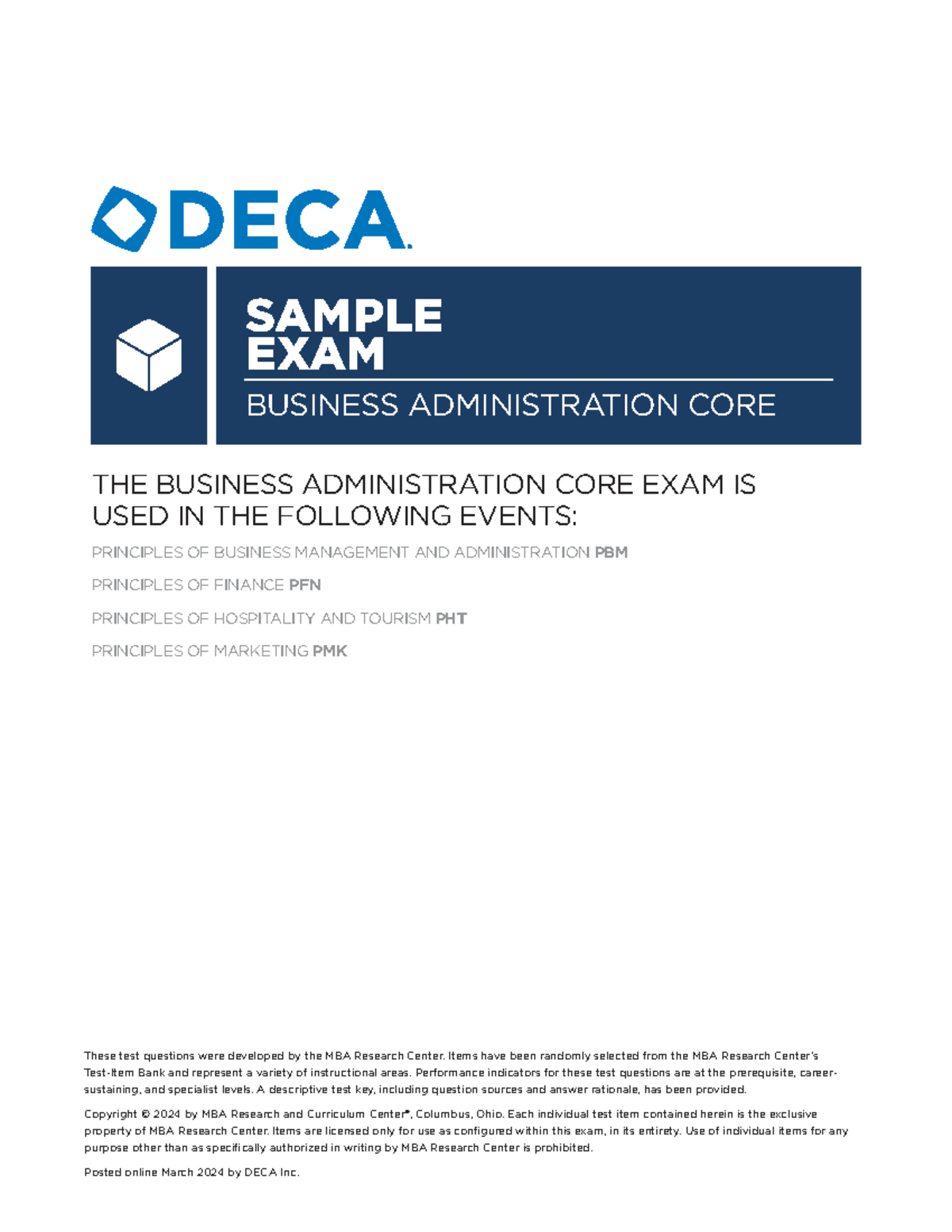 BUSINESS ADMINISTRATION CORE EXAM 1289 SAMPLE QUESTIONS AND ANSWERS ...