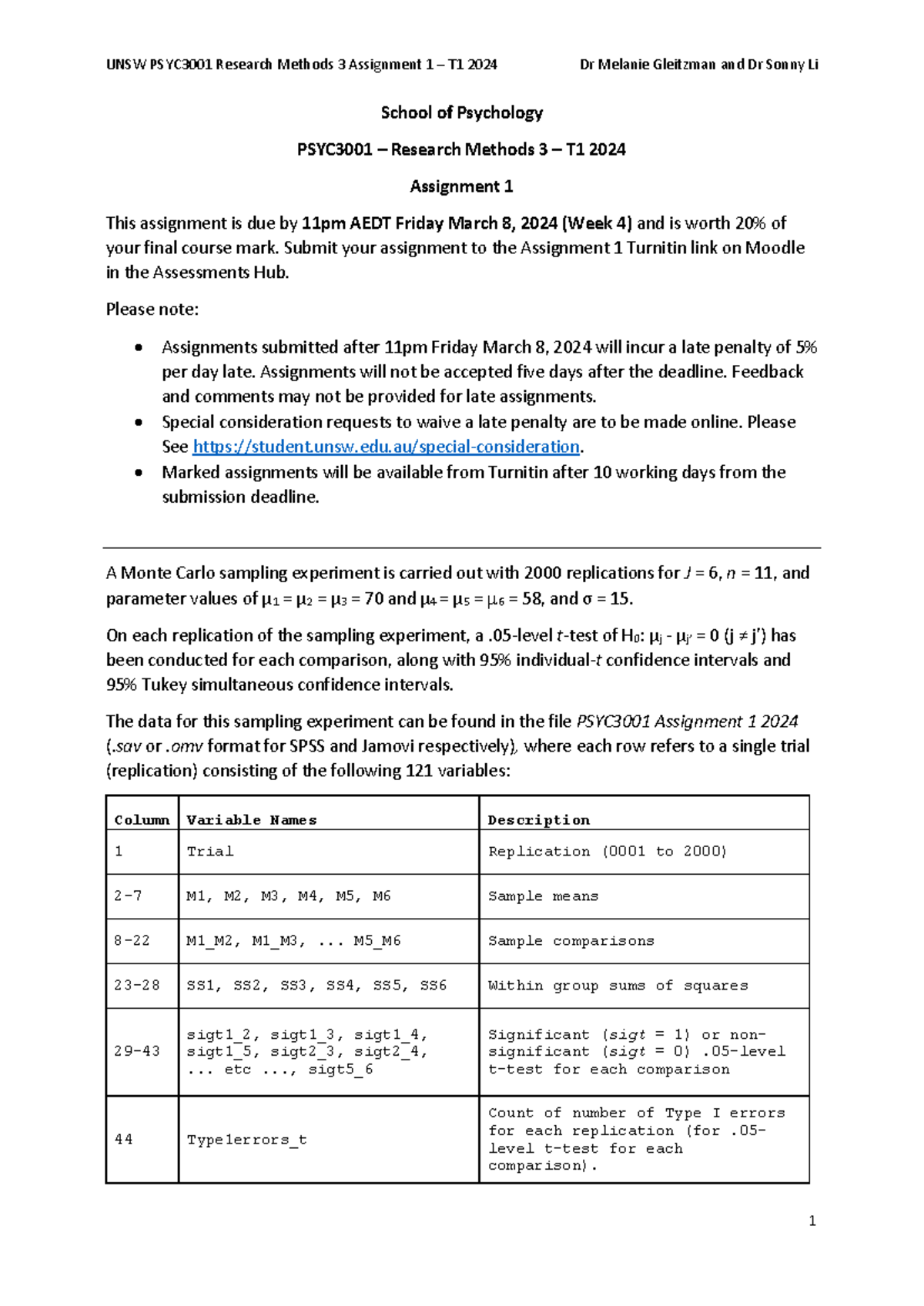 PSYC3001 T1 2024 Research Methods Assignment 1 Instructions - Studocu