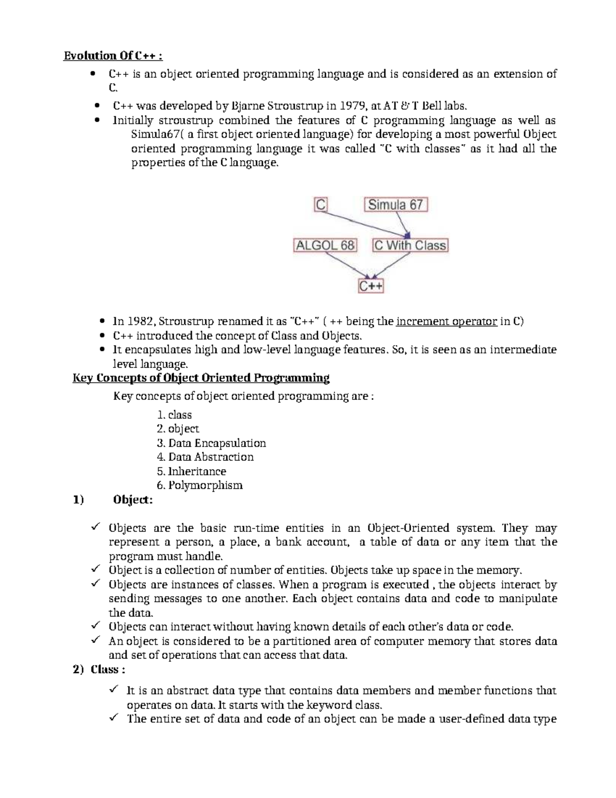 Unit-1CS: C++ Object-Oriented Programming Concepts and Key Features ...