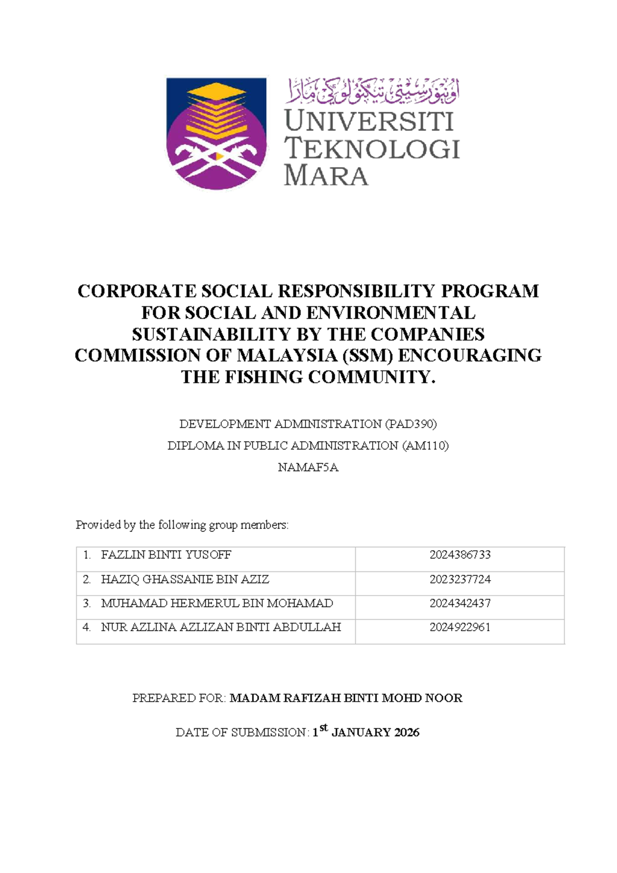 PAD390 Corporate Social Responsibility (CSR) for Sustainable Fishing ...