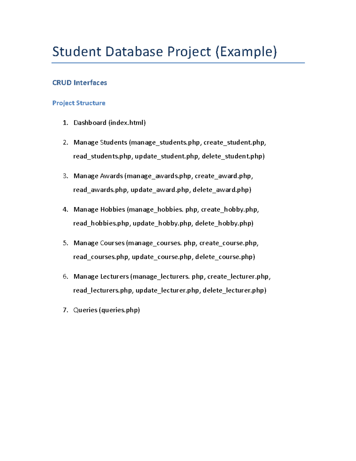 Student Database Project: CRUD Interfaces and Management System - Studocu