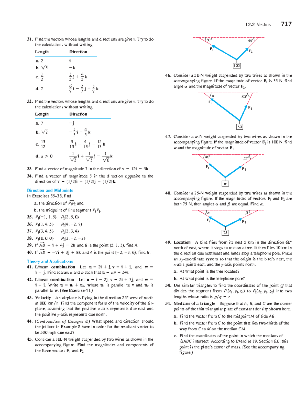 Vectors and Forces: Calculations from Thomas Calculus (12.2) - Studocu