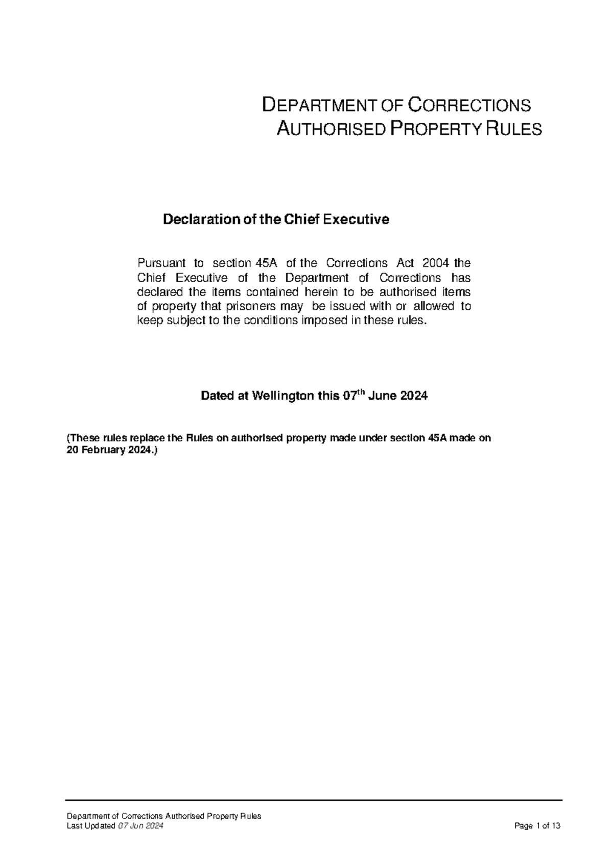 Rules on authorised property made under section 45A v - Department of ...