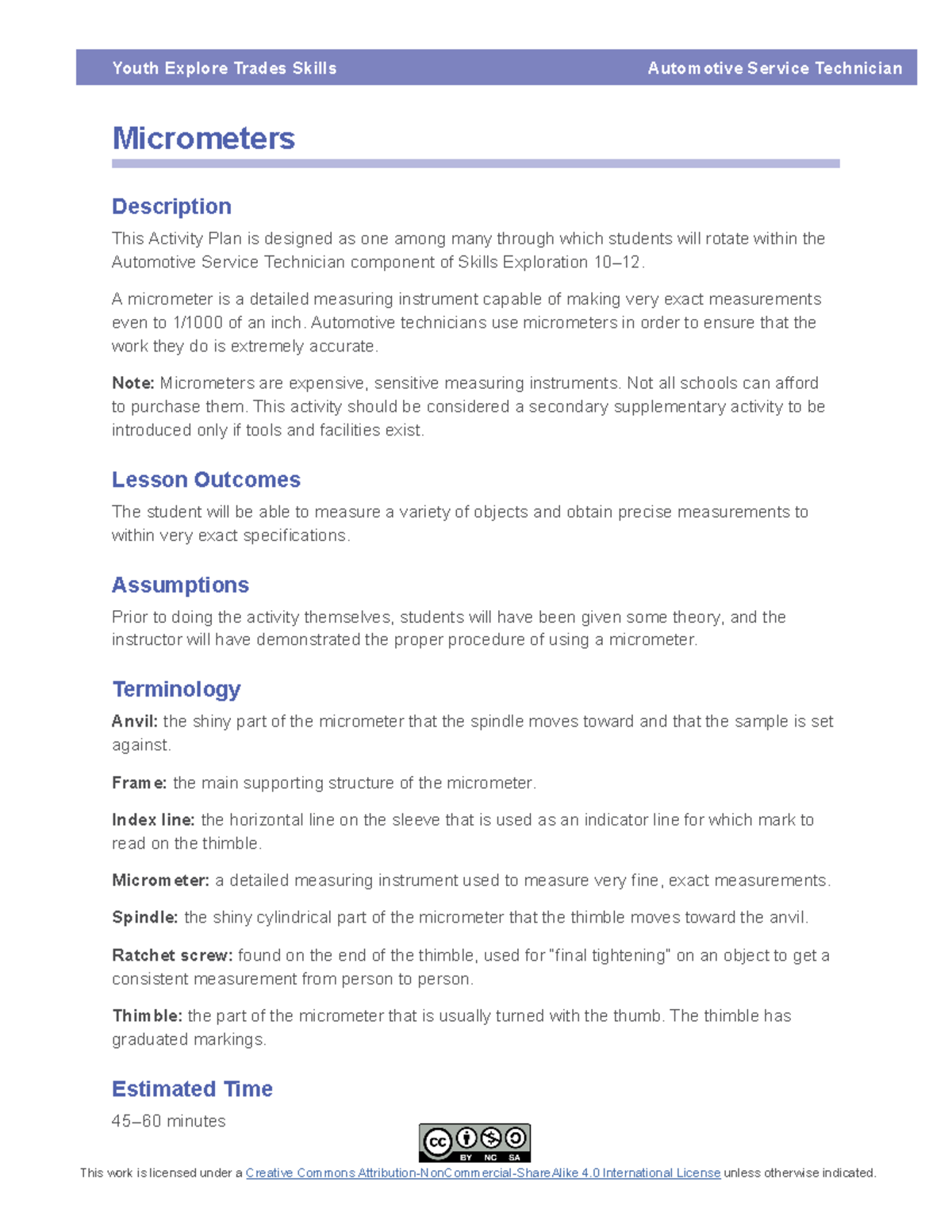 Micrometers - Crucial document - This work is licensed under a Creative ...