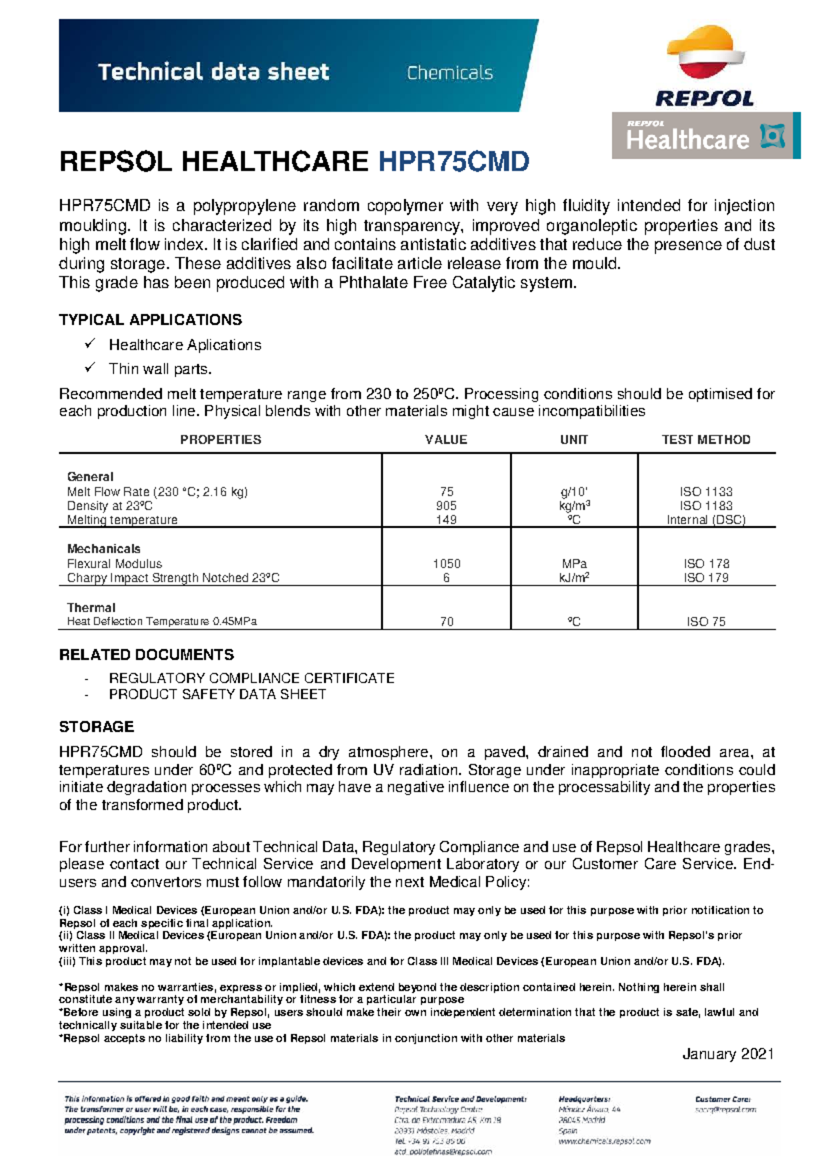 PP Clarificado F75 Repsol HPR75CMD Technical Data Sheet - Studocu