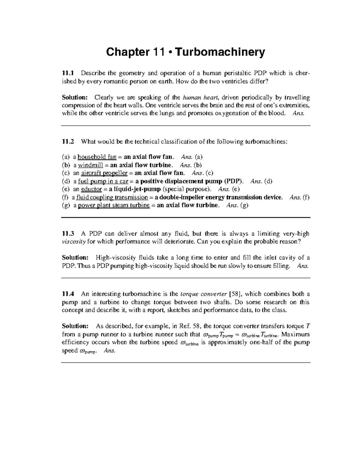 Fluid Mechanics: Turbomachinery Concepts (Fluid Mech 5e Ch 11) - Studocu