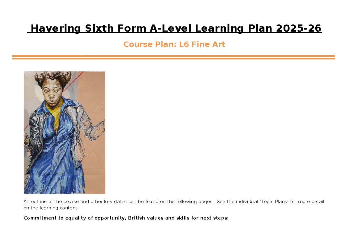 L6 Fine Art Course Plan 2025-26: Key Dates & Learning Outline - Studocu