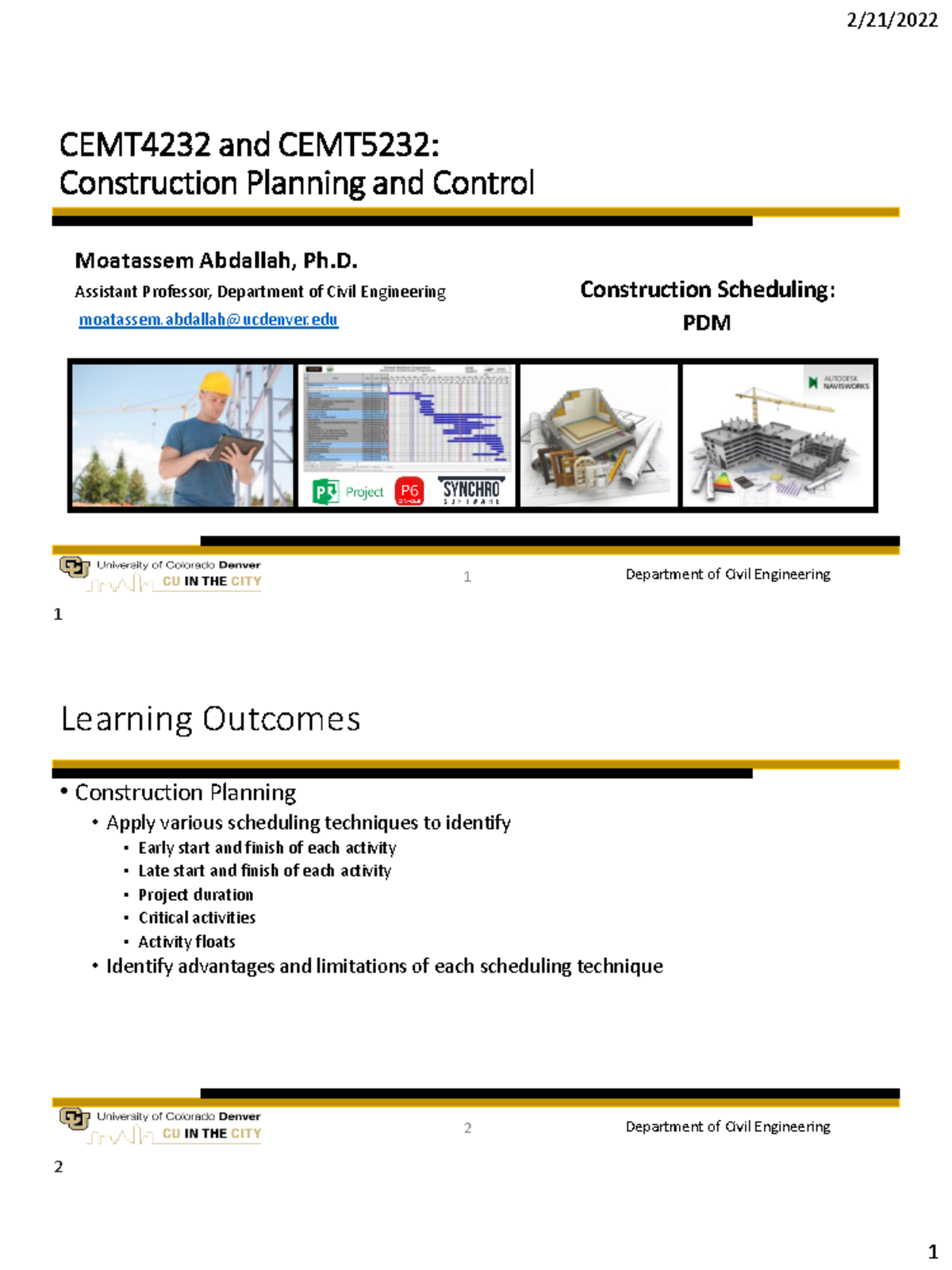 Construction Planning and Control - Construction Scheduling - PDM ...