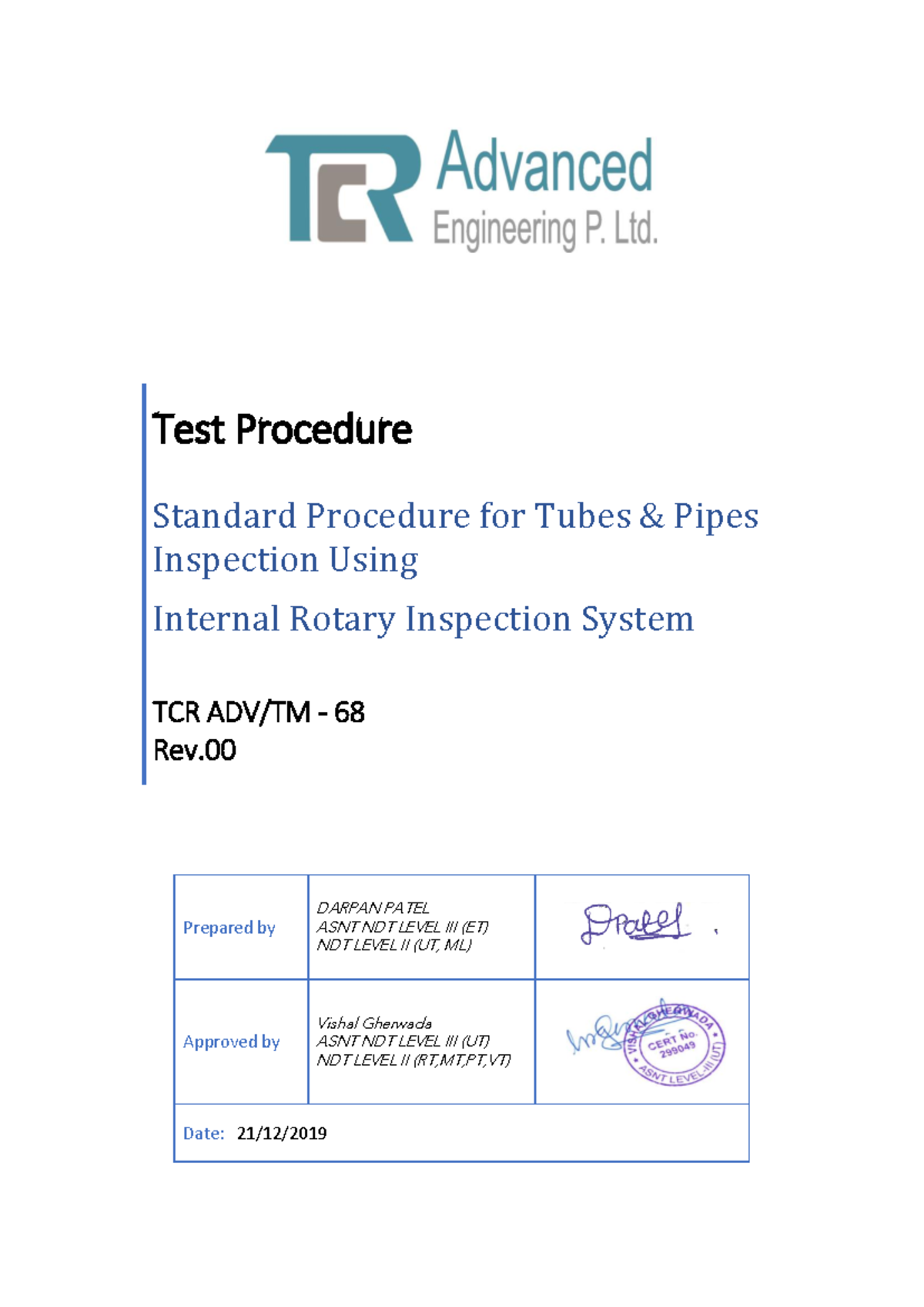 IRIS Inspection Procedure Document (00) - Internal Rotary System Guide ...