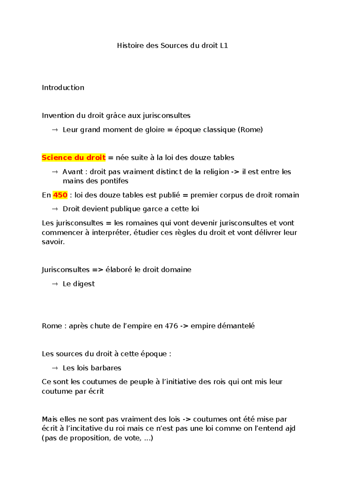 Histoire des Sources du Droit L1 : Évolution et Pluralisme au Moyen Âge ...