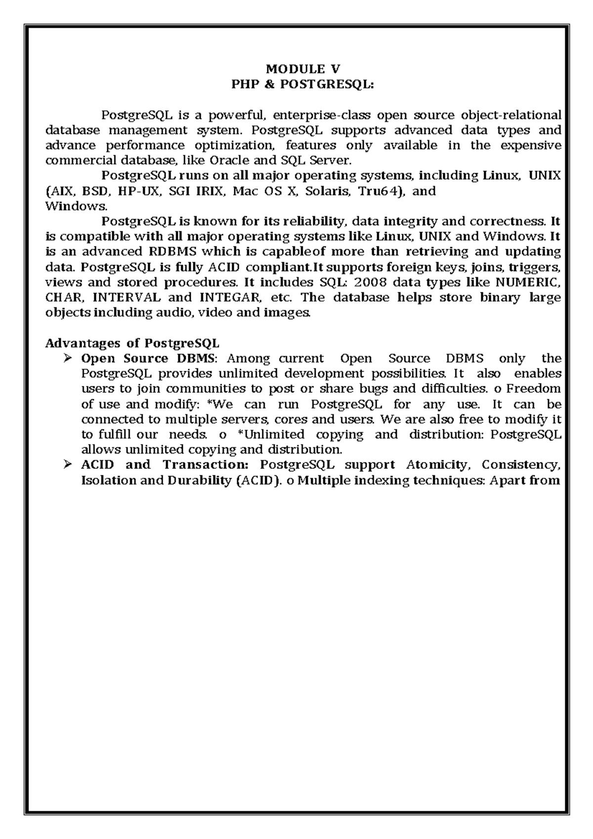 Module 5 PHP & PostgreSQL - Comprehensive Study Notes - Studocu