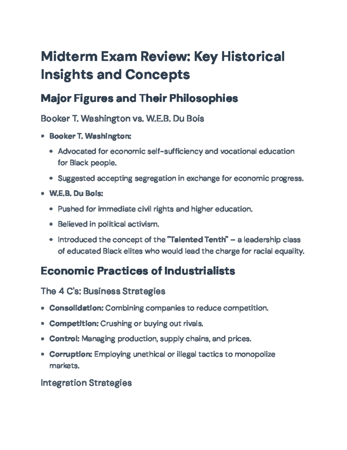 Midterm Exam Review: Key Trends and Movements in U.S. History - Midterm ...