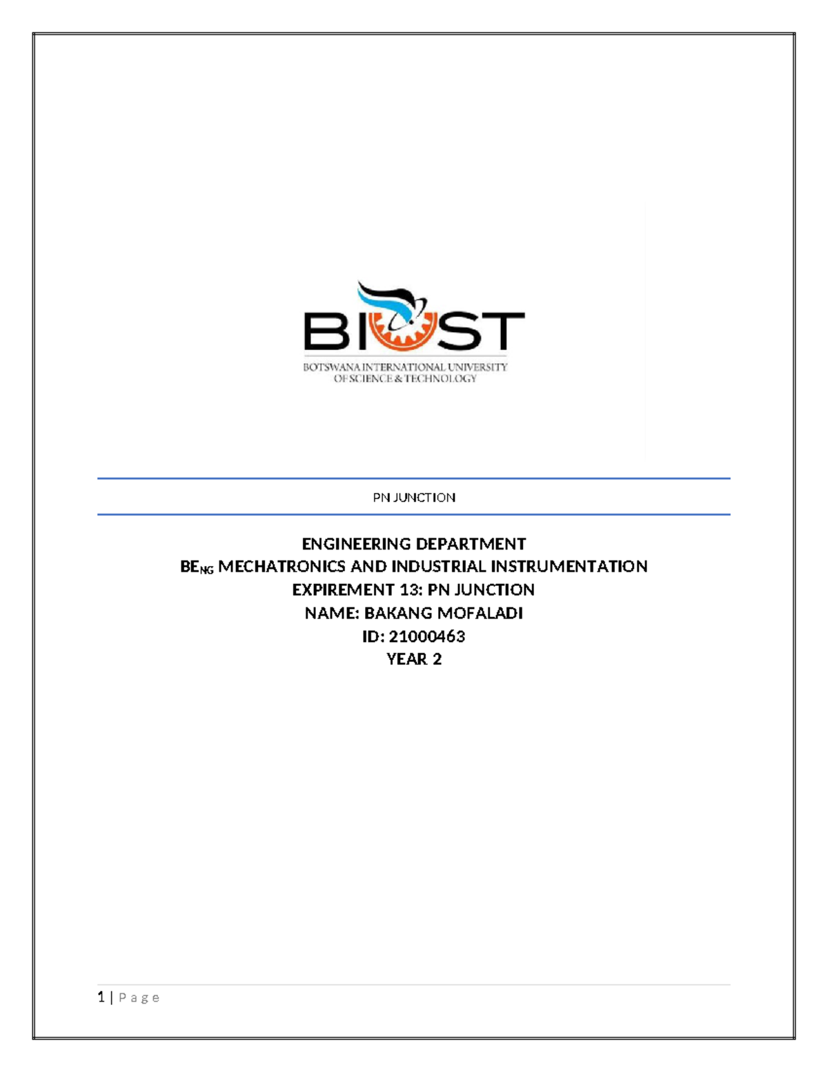 PN Junction Final Lab Report - Experiment 13 on Diode Behavior - Studocu