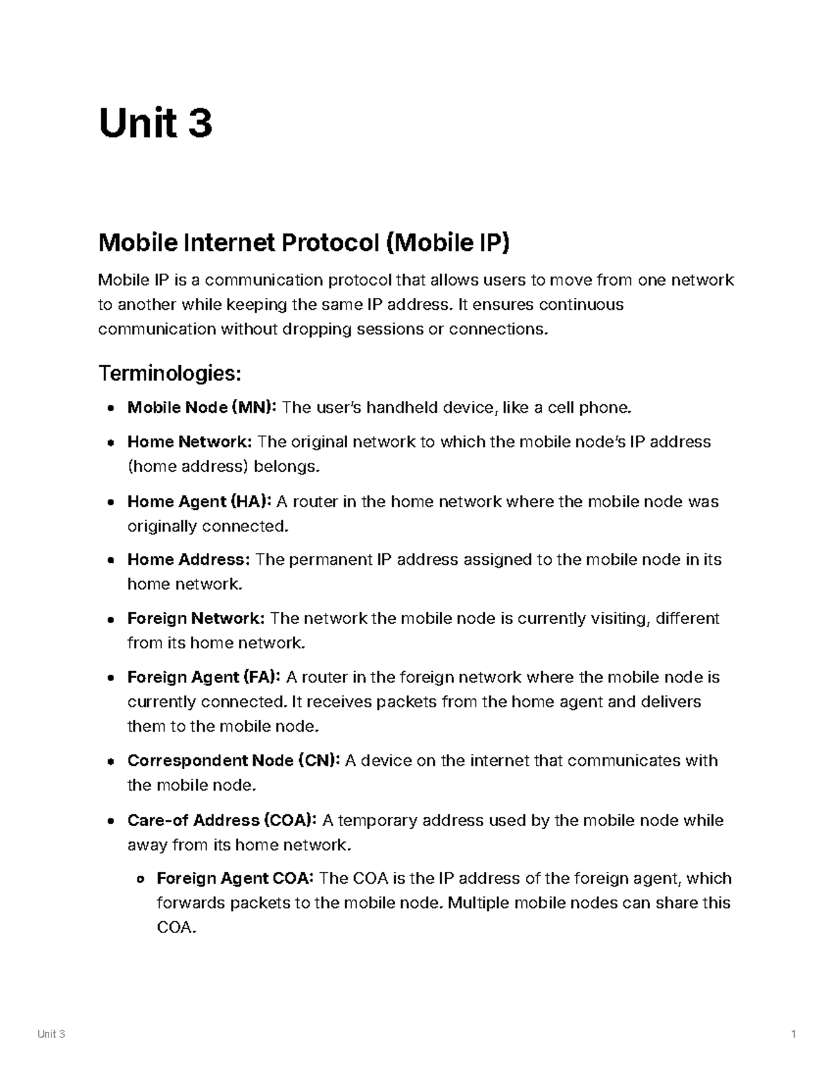 Mobile Computing Unit 3: Understanding Mobile IP and Its Protocols ...