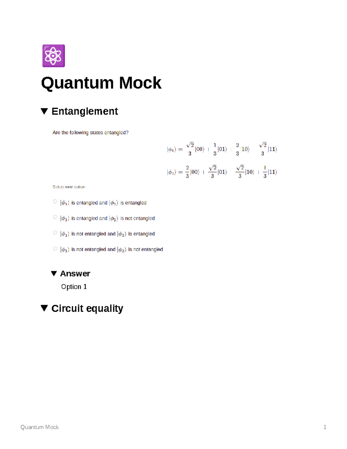 Quantum Practice Exam Questions: Exploring Entanglement & Circuits ...