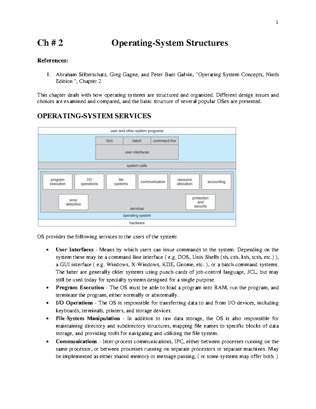 Ch 2 (Operating System Structure) - Ch # 2 Operating-System Structures ...