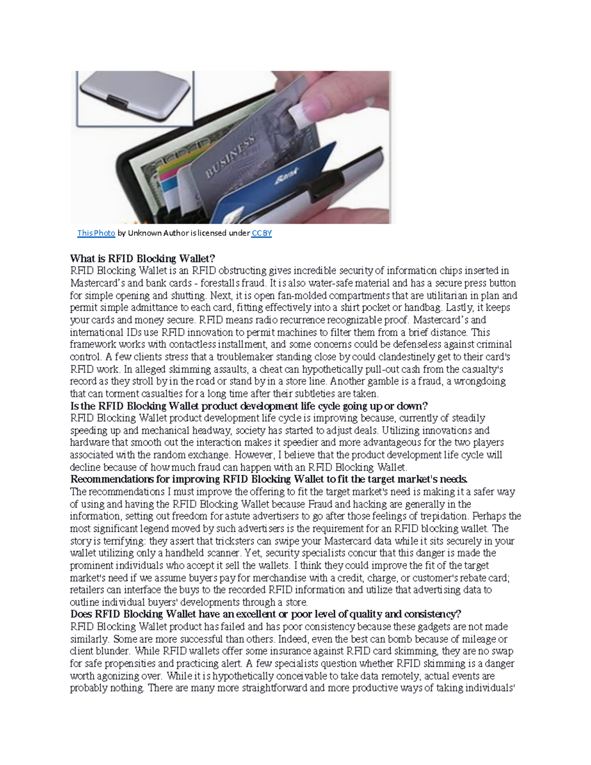 Analysis of RFID Blocking Wallet: Security, Quality, and Design ...