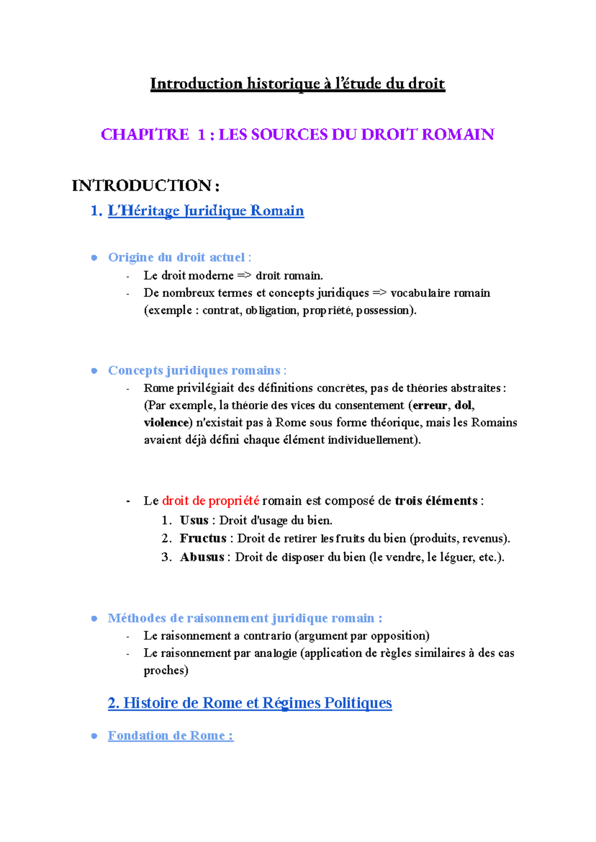 Histoire du Droit Romain - CHAPITRE 1 : Les Sources du Droit - Studocu