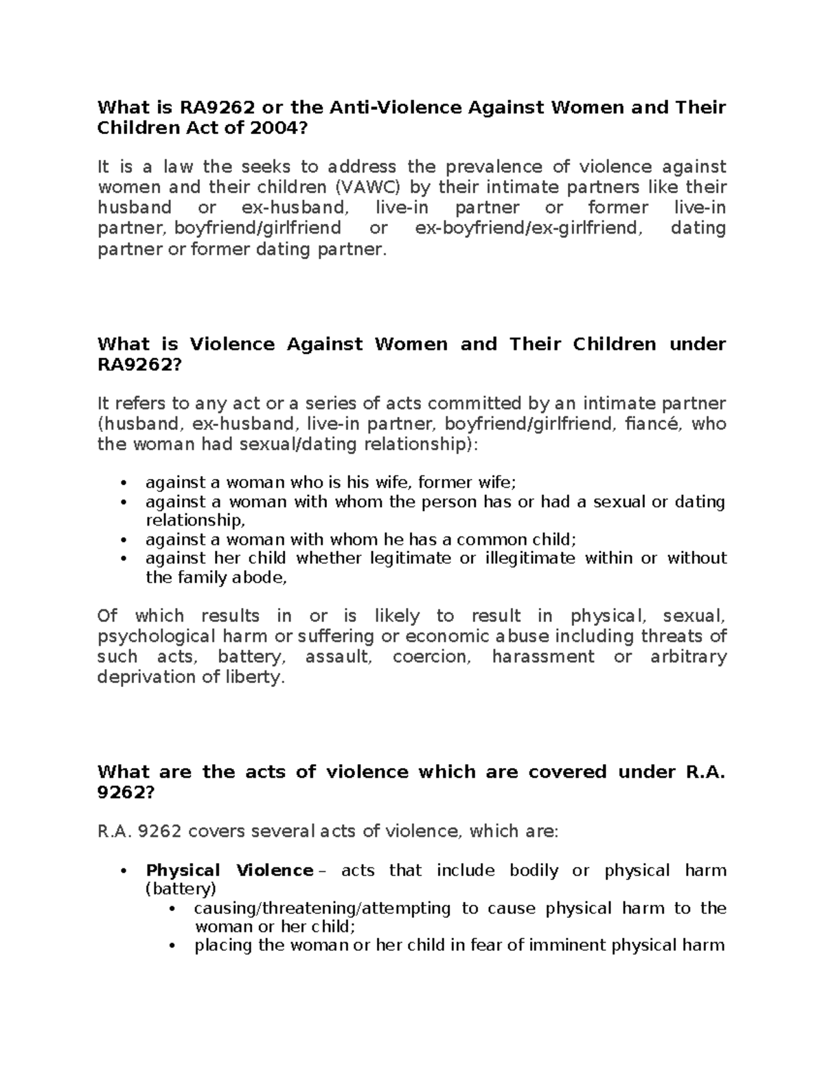 RA9262 - WOMEN'S EMPOWERMENT - What is RA9262 or the Anti-Violence ...