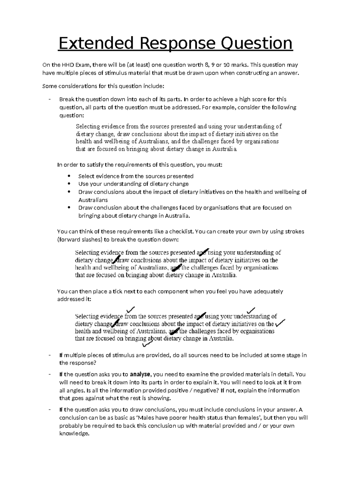 HHD Extended Response Exam Guide: Strategies for Success - Studocu