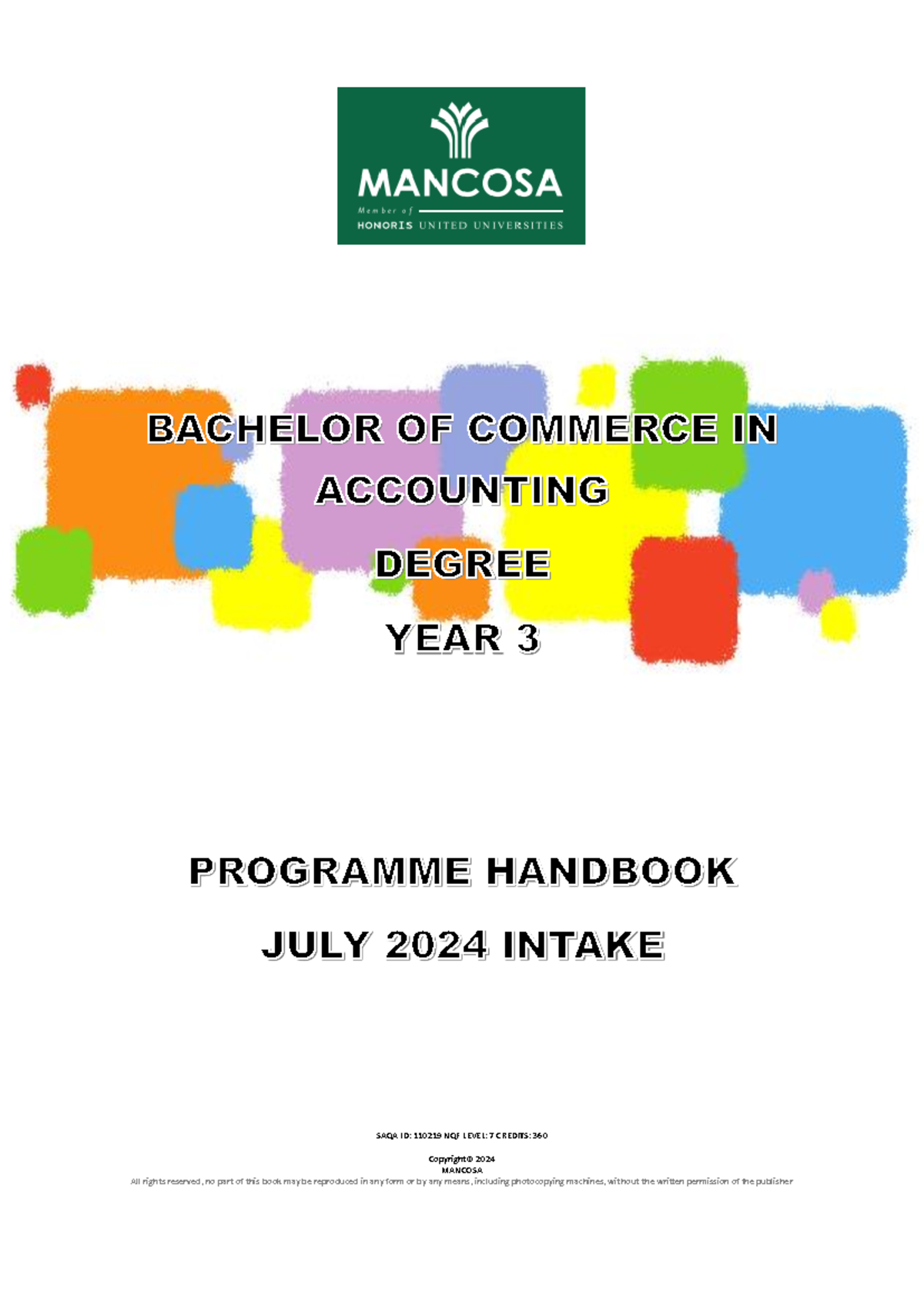 BCOM ( Accounting) YEAR 3 JULY 2024 PH - BACHELOR OF COMMERCE IN YEAR 3 ...