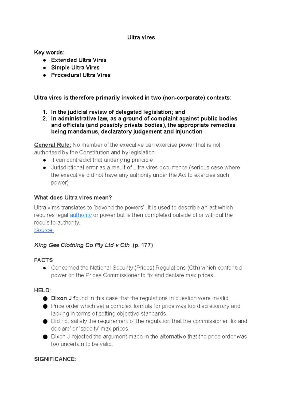 Week 6 Ultra Vires Insights - Key Concepts and Case Studies - Studocu