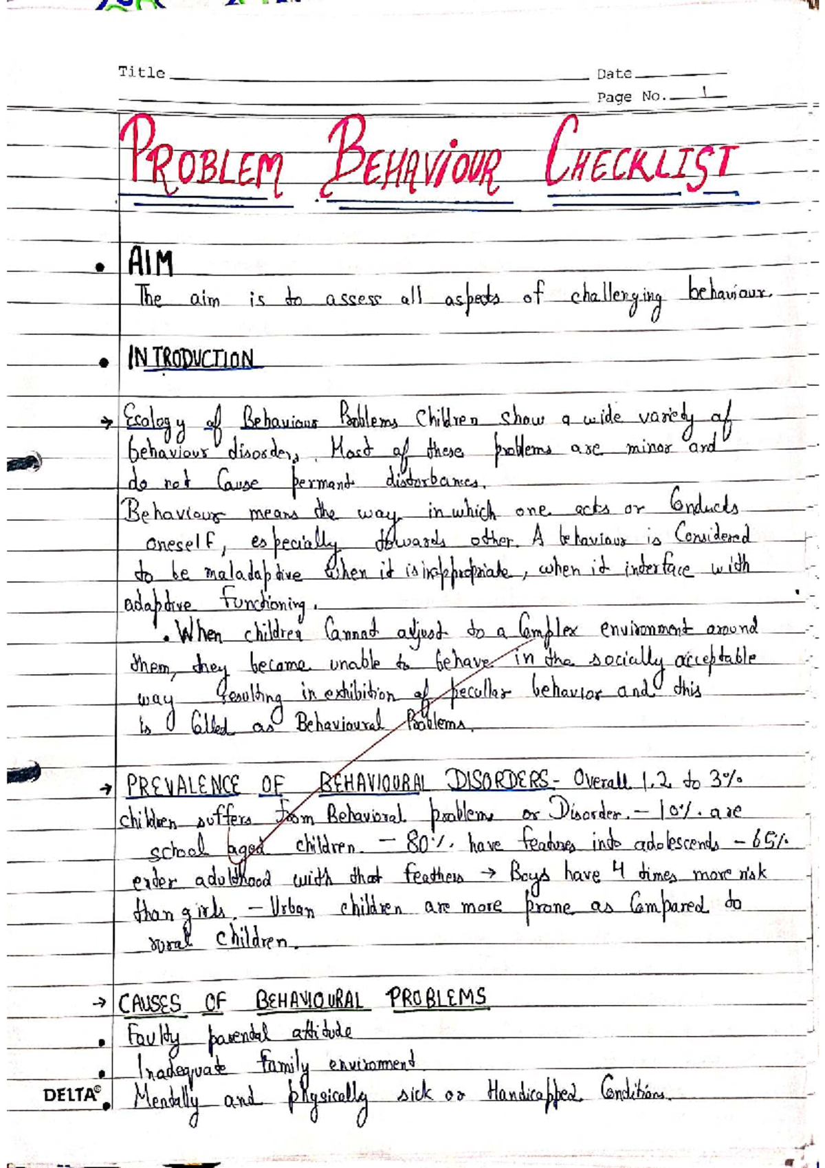 MPC 7: Problem Behaviour Checklist and Family Pathology Scale Insights ...