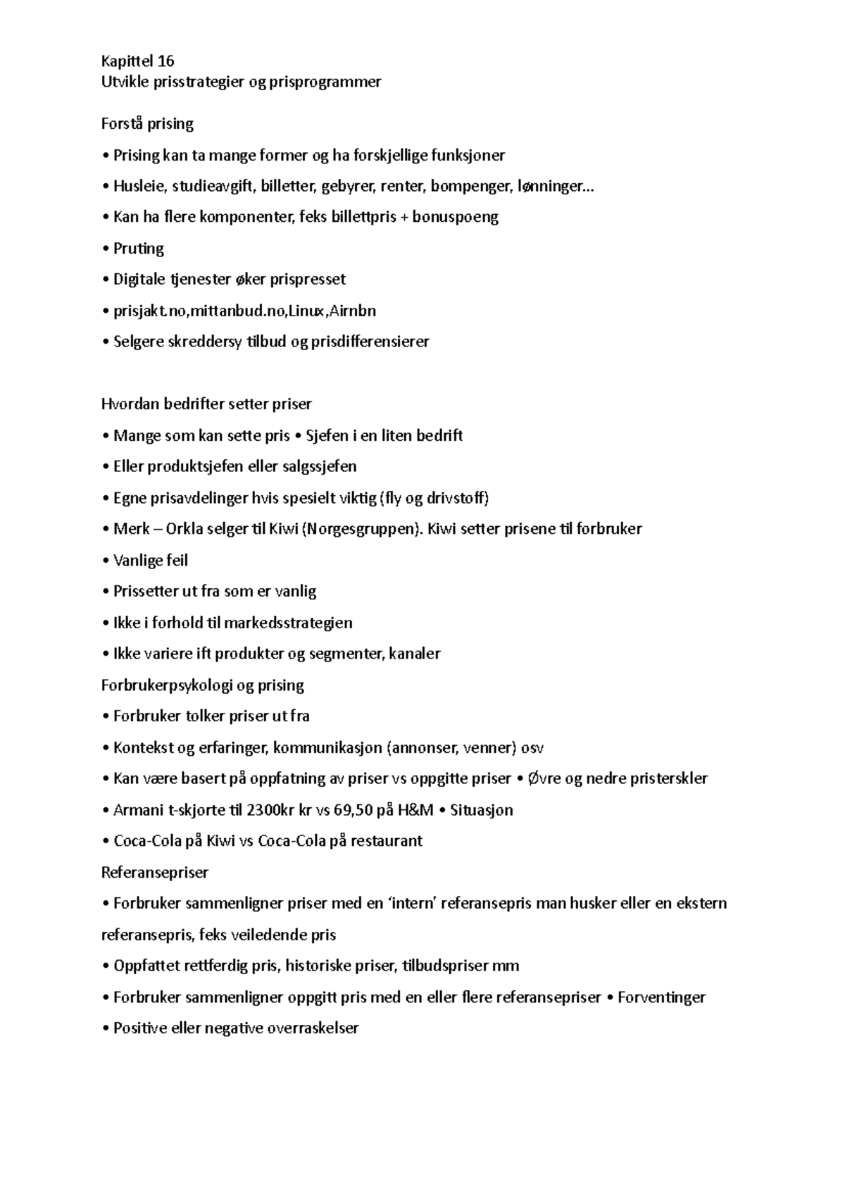 Kapittel 16 Utvikle prisstrategier og prisprogrammer - Utvikle ...
