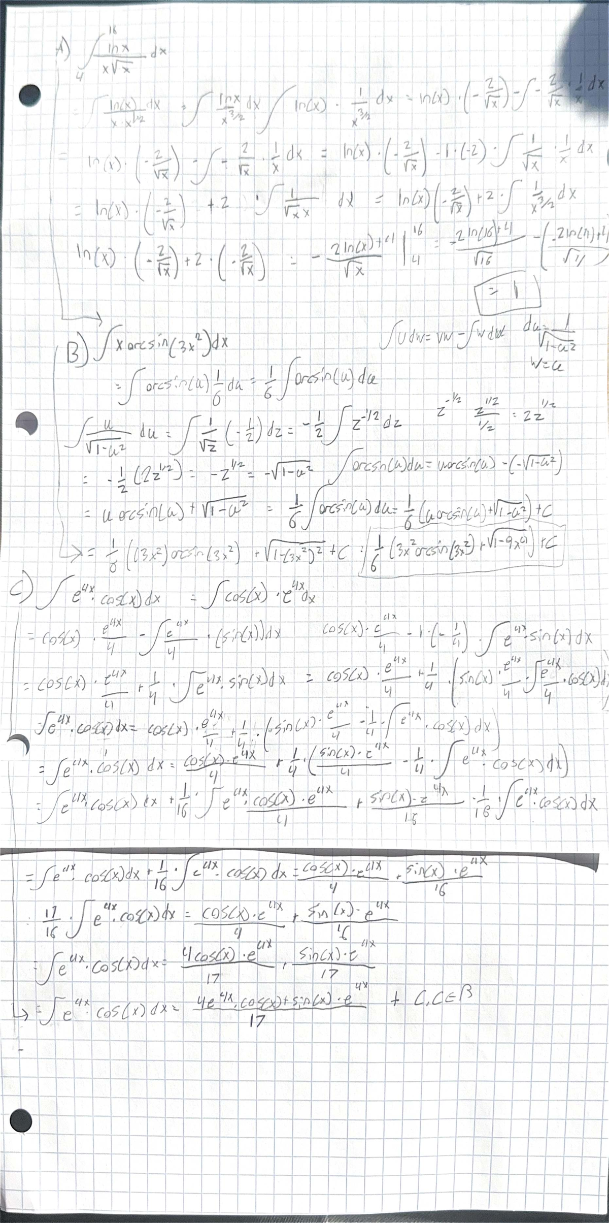 Calculus II Exam Solutions: Integrals and Techniques (MATH 18) - Studocu
