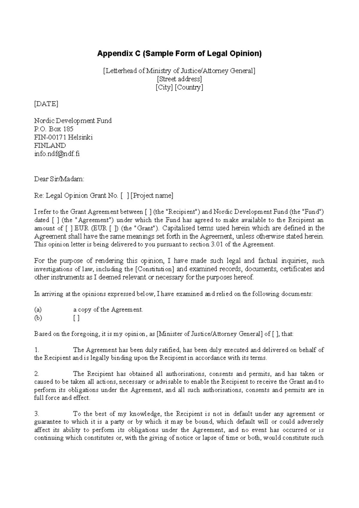 Appendix c sample legal opinion - Appendix C (Sample Form of Legal ...