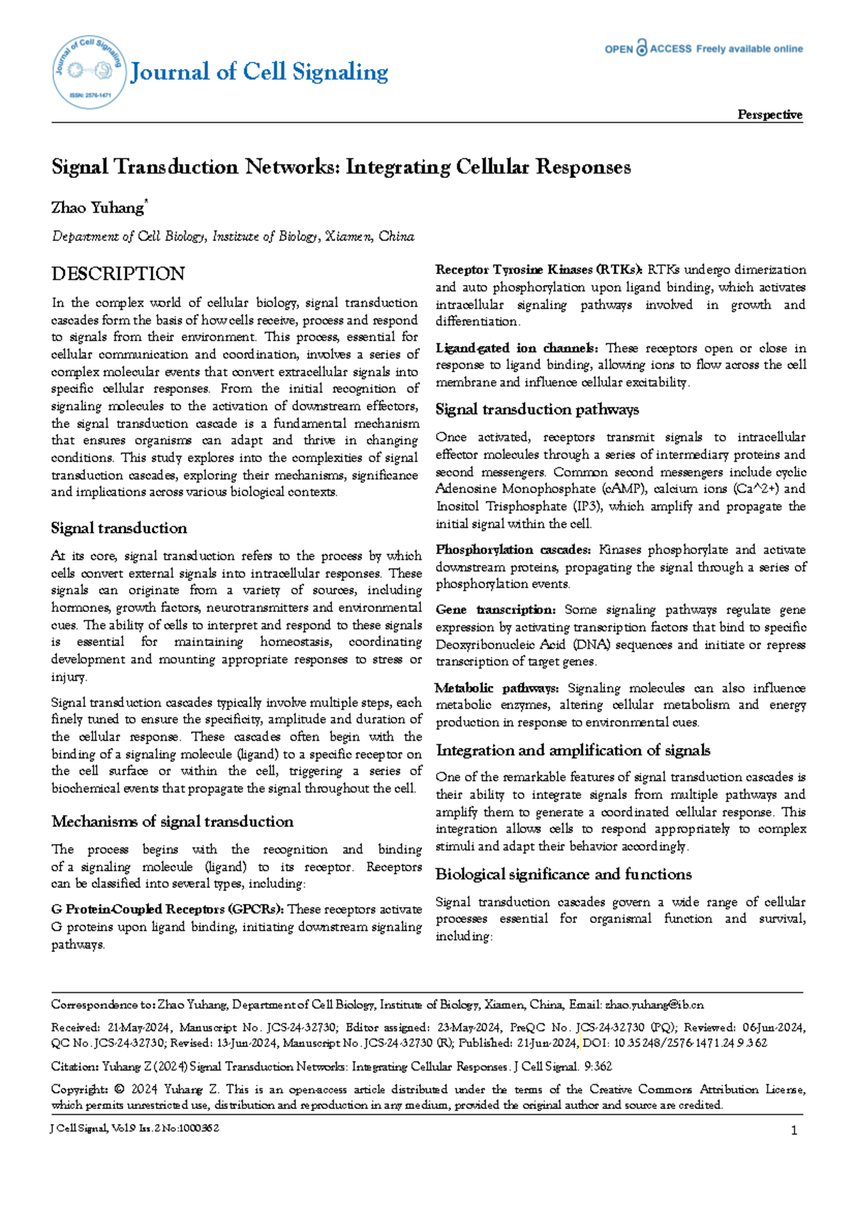 Signal transduction networks integrating cellular responses - to ...