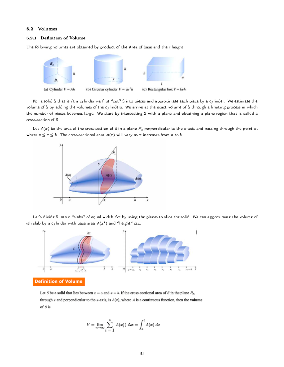 6.2 Class Notes: Volume Calculations and Examples - Studocu