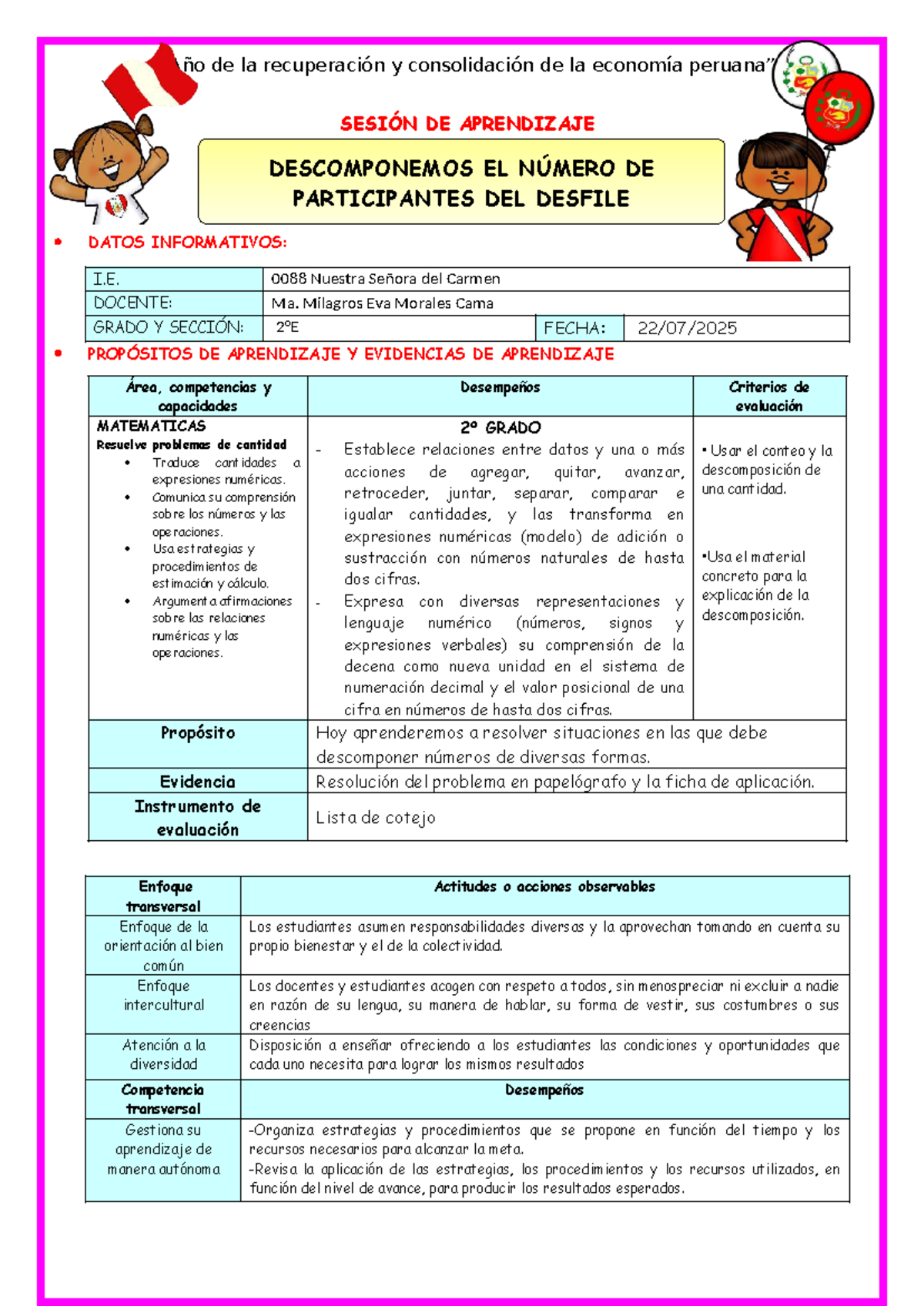 2º MAT U4 S5: Descomposición de Números en el Desfile - Document Preview
