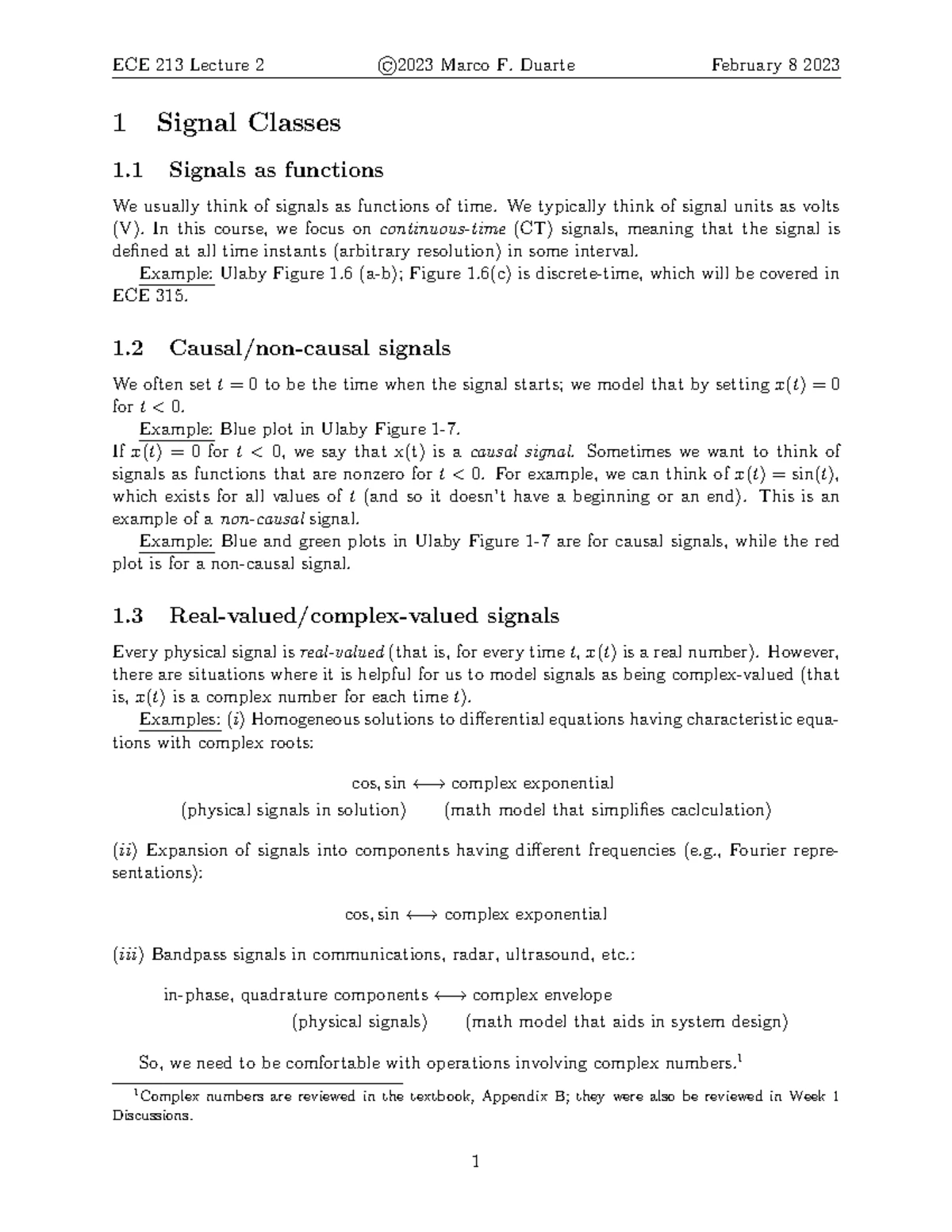 Lecture 1 - good notes - CONTINUOUS-TIME SIGNALS AND SYSTEMS ...