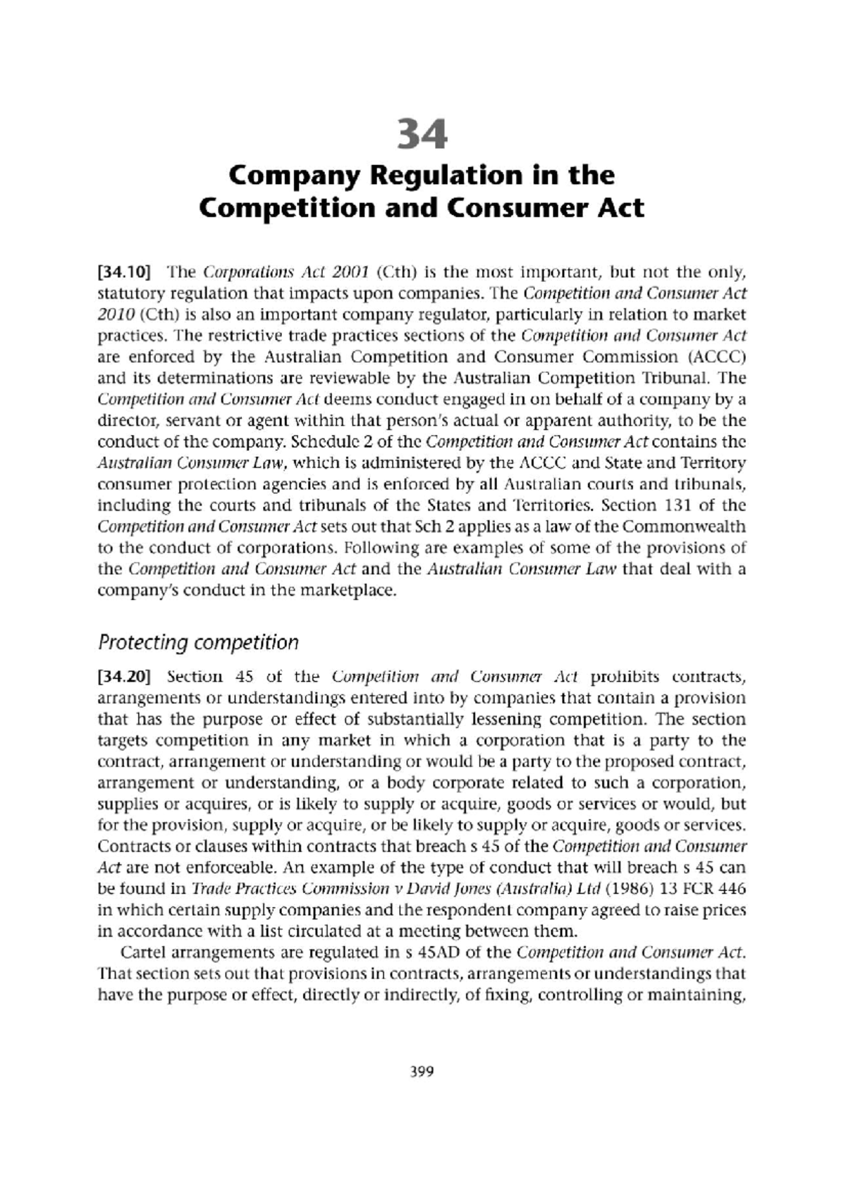 Company Regulation in the Competition and Consumer Act: Ch34 Overview ...
