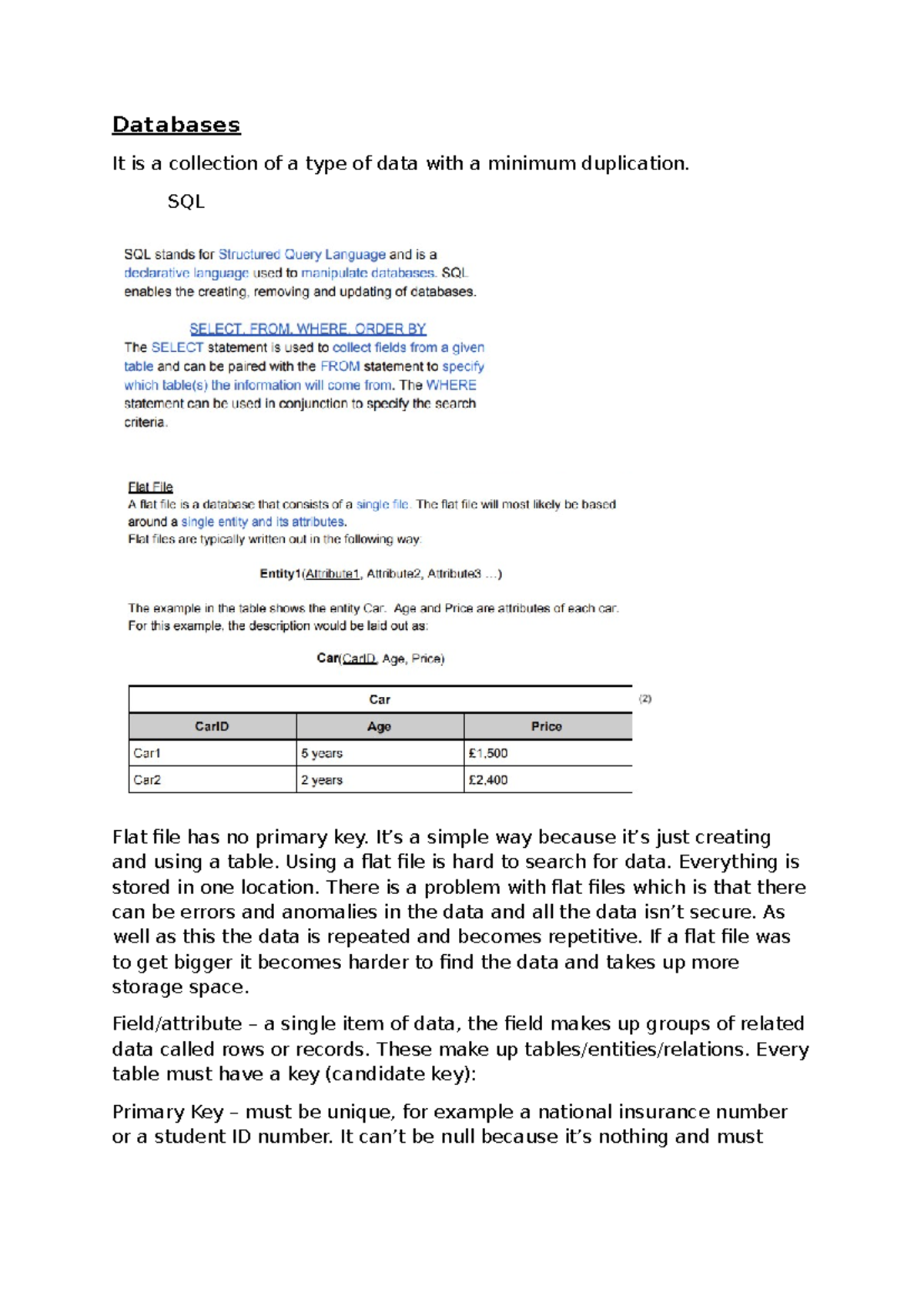 Database Concepts and SQL Fundamentals (CS101) - Studocu