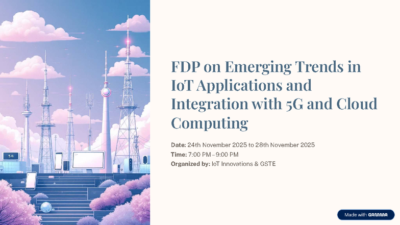 FDP on Emerging Trends in IoT & 5G Integration (Nov 2025) - Studocu