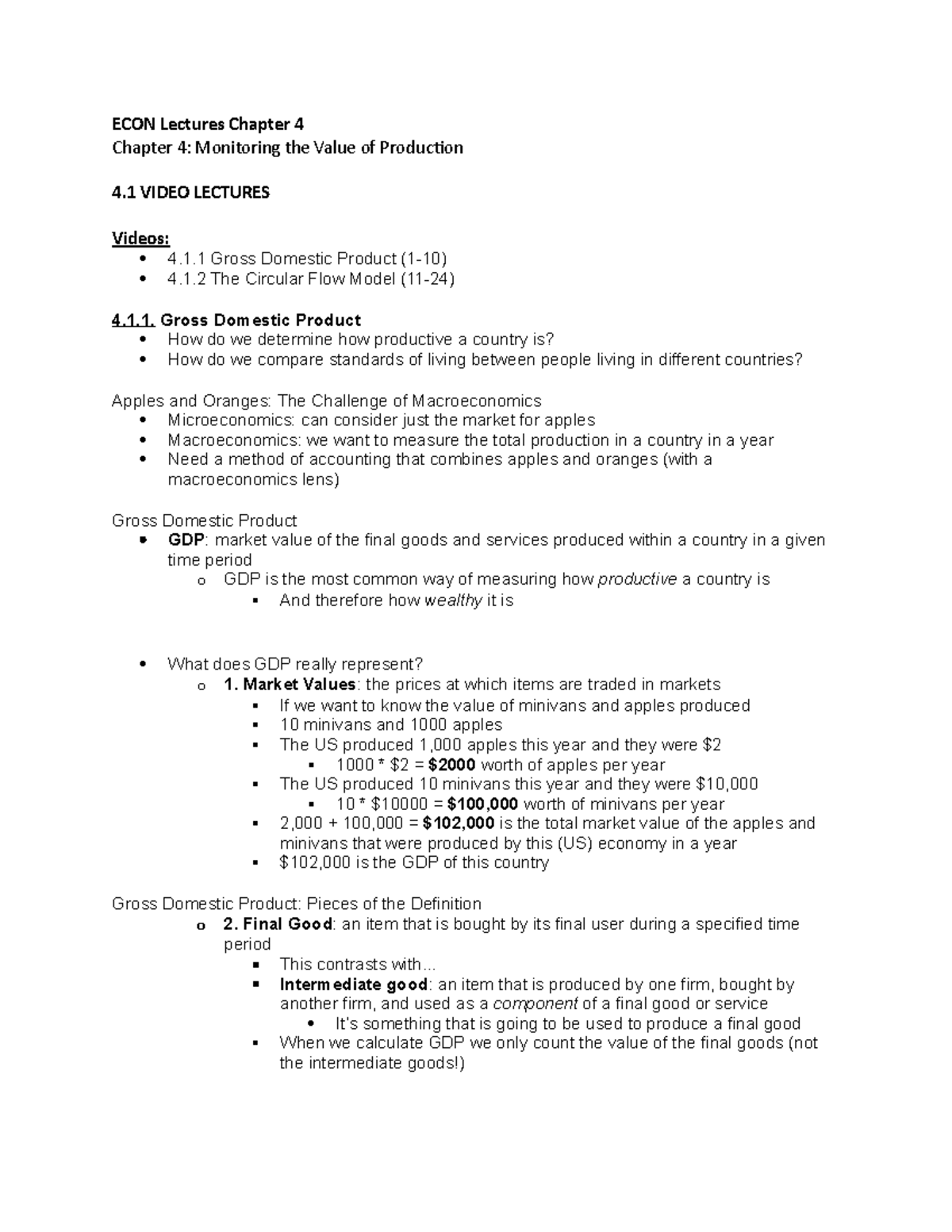 ECON 101 Chapter 4: Monitoring Production Value & Homework Insights ...