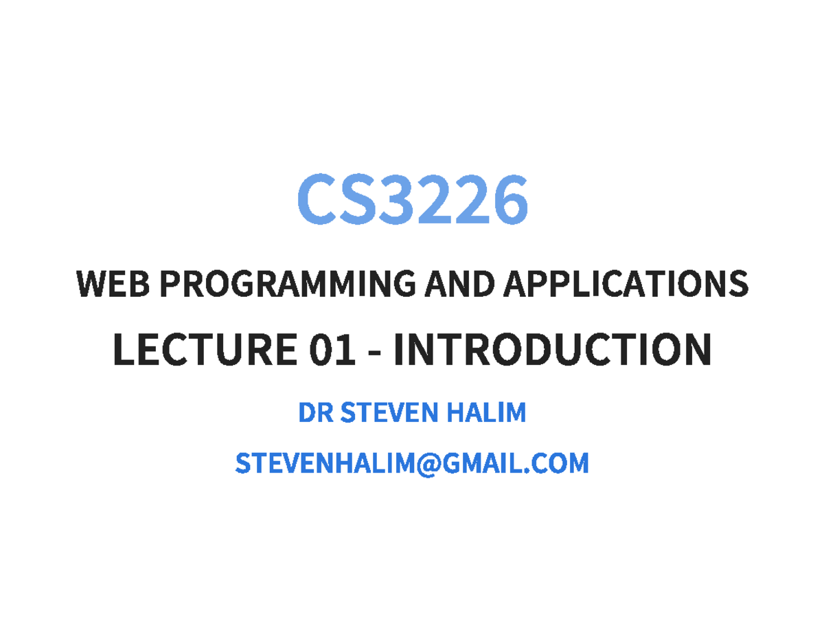01. Introduction - .... - CS3226 WEB PROGRAMMING AND APPLICATIONS ...