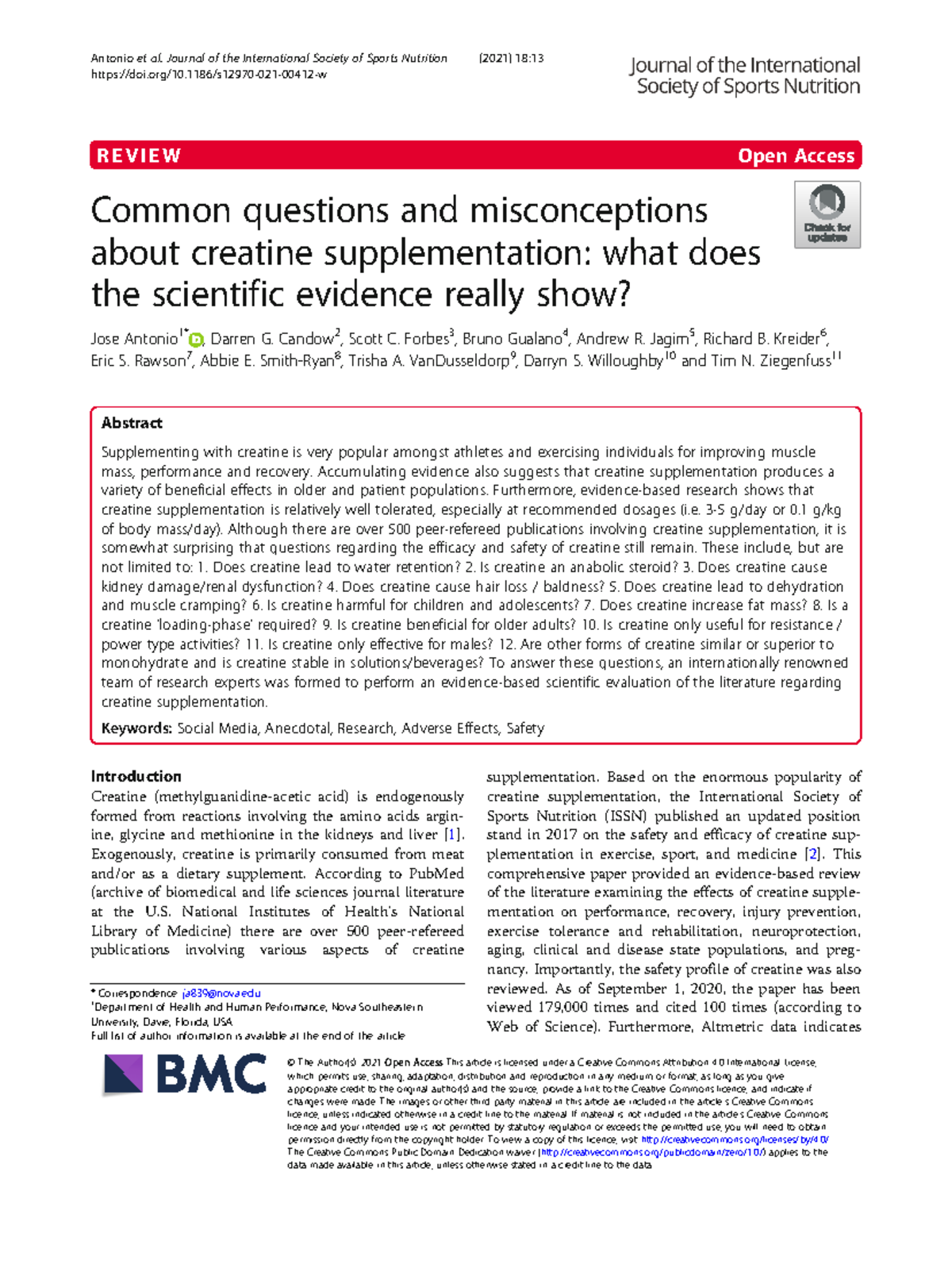 Nghiên cứu về creatine - R E V I E W Open Access Common questions and ...