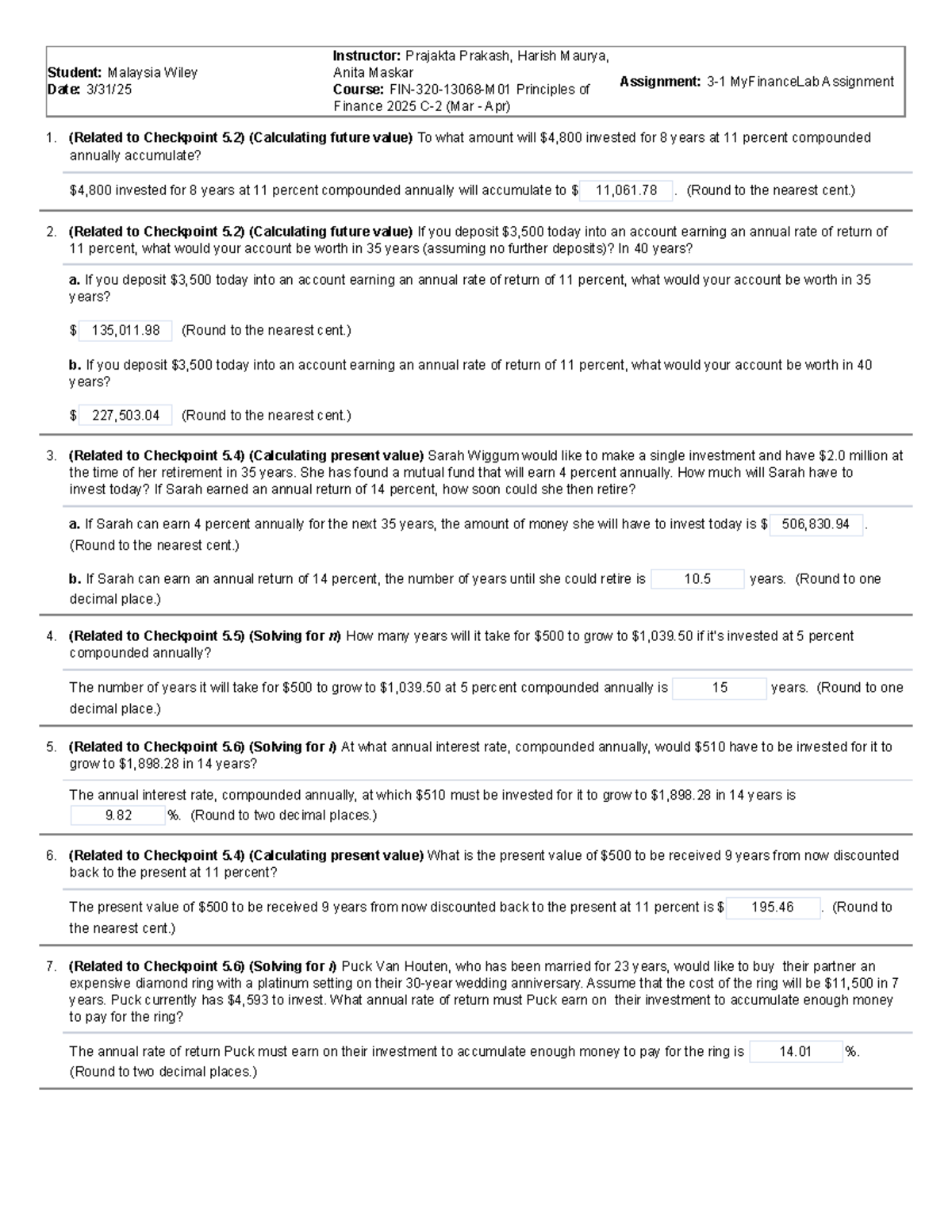 MyFinanceLab Assignment: Principles of Finance 2025 (Mar Apr) - Studocu