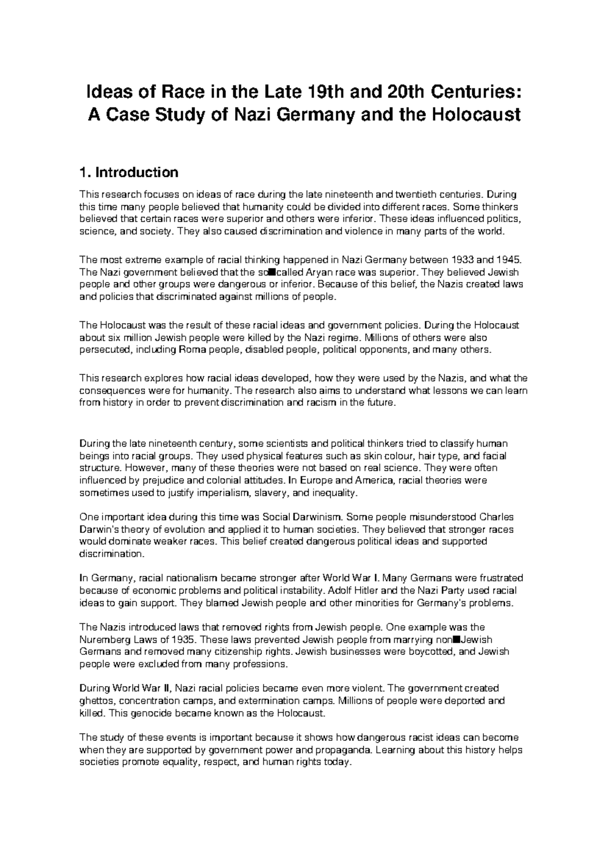 Ideas of Race in Nazi Germany: A Case Study of the Holocaust - Studocu
